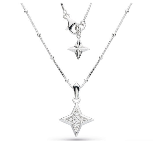 Kit Heath Silver Empire Astoria Starburst CZ Necklace – Elegant Cubic Zirconia Pendant for Women, Perfect for Parties, Weddings & Special Occasions