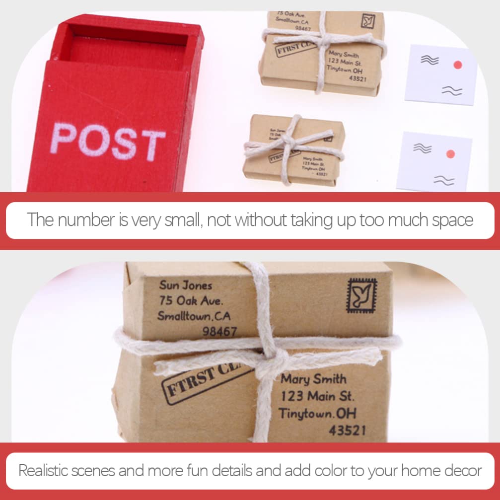 Mini Wooden Postbox & Mailbox Models - 2 Sets with Mini Envelopes | Dollhouse Letterbox Ornaments, Garden Accessories & Home Decor | Perfect for Fairy Gardens, DIY Miniature Scenes & Collectible Displays