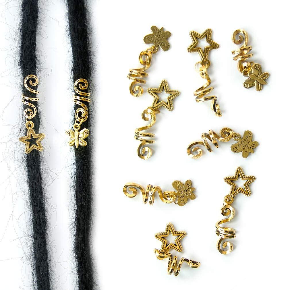 22 PCS Spiral Hair Coils & Dreadlock Beads for Braiding - DIY Hair Jewelry Accessories for Dreadlocks, Braids & Natural Hair Styling