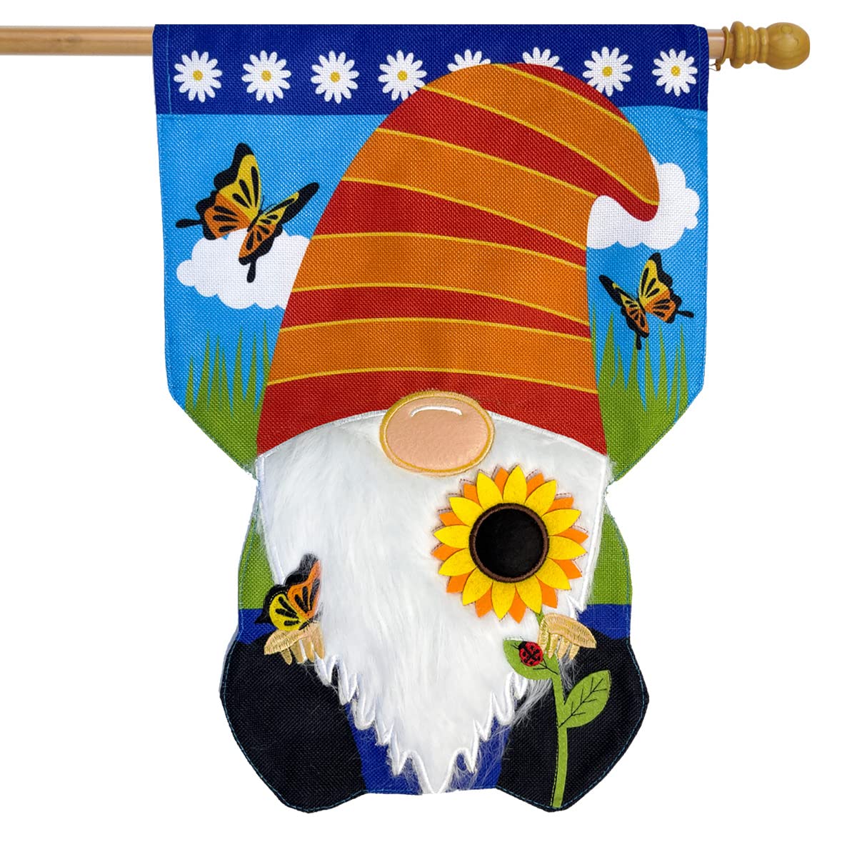 Briarwood Lane Home Sweet Home Gnome Spring Burlap House Flag 28x40 Inch - Outdoor Garden Decor for Porch, Yard & Seasonal Home Decoration