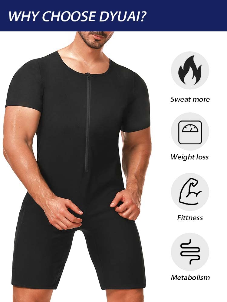 Men's Sauna Suit with Sweat Shirt & Heat Trapping Vest - Full Body Workout Outfit with Shorts for Exercise & Fitness | Perfect for Weight Loss, Detox, and Intense Training Sessions