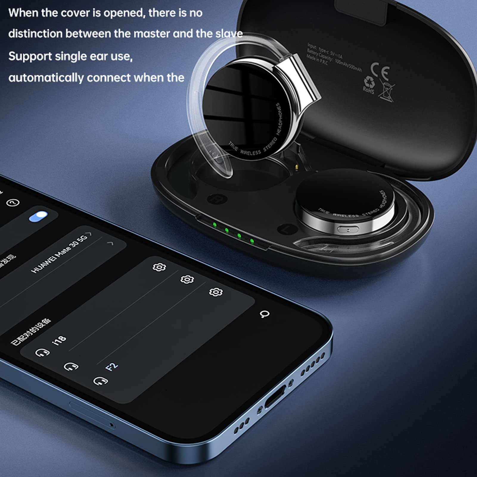Jectse Clip-On Bluetooth Headphones - Wireless Earphones with Charging Case & Cable, Secure Fit for Running, Gym & Outdoor Activities (Black)