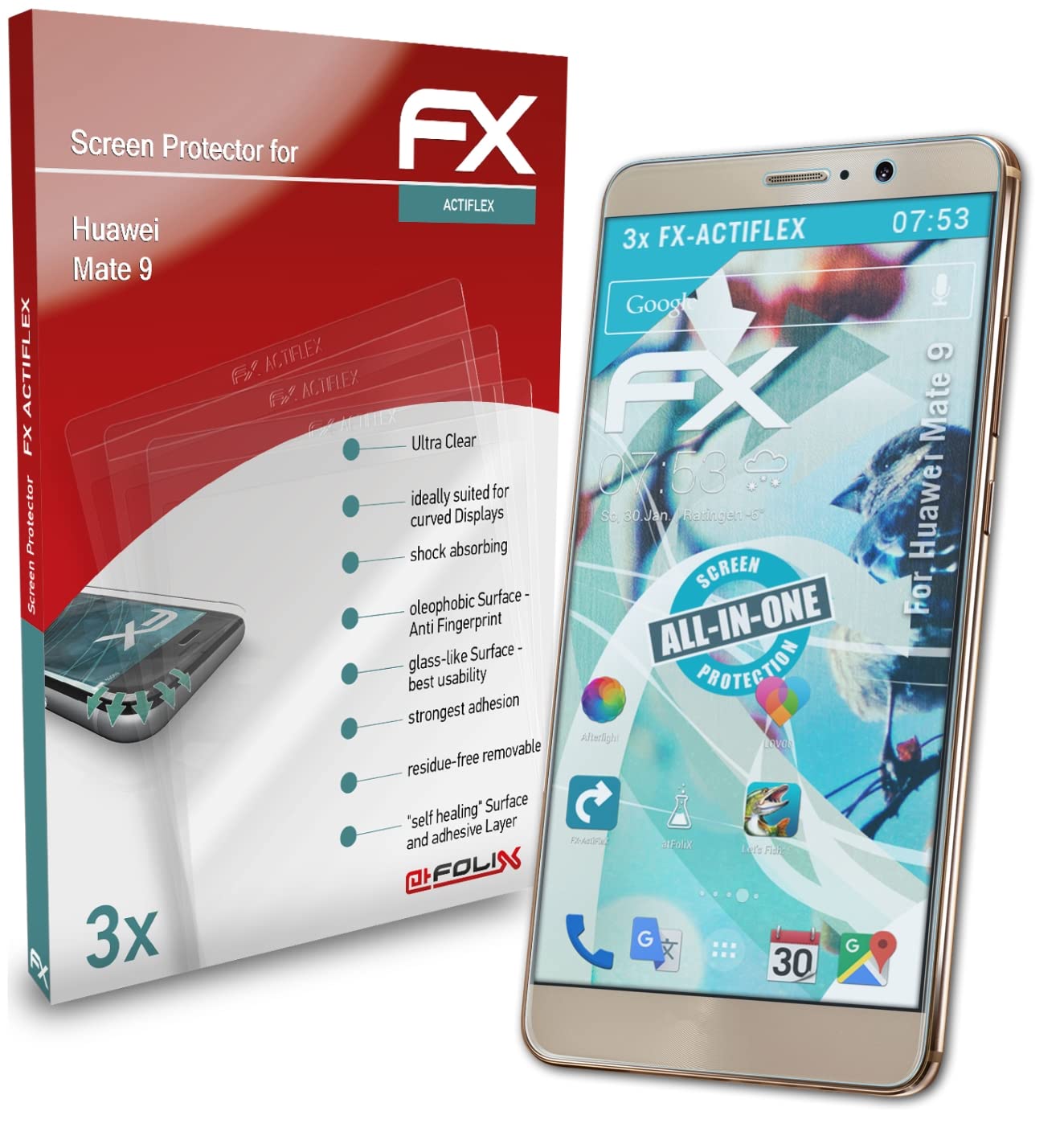 Huawei Mate 9 Screen Protector [3-Pack] - Ultra Clear Flexible HD Tempered Glass Film for Scratch & Impact Protection - Perfect for Work, Travel & Daily Use