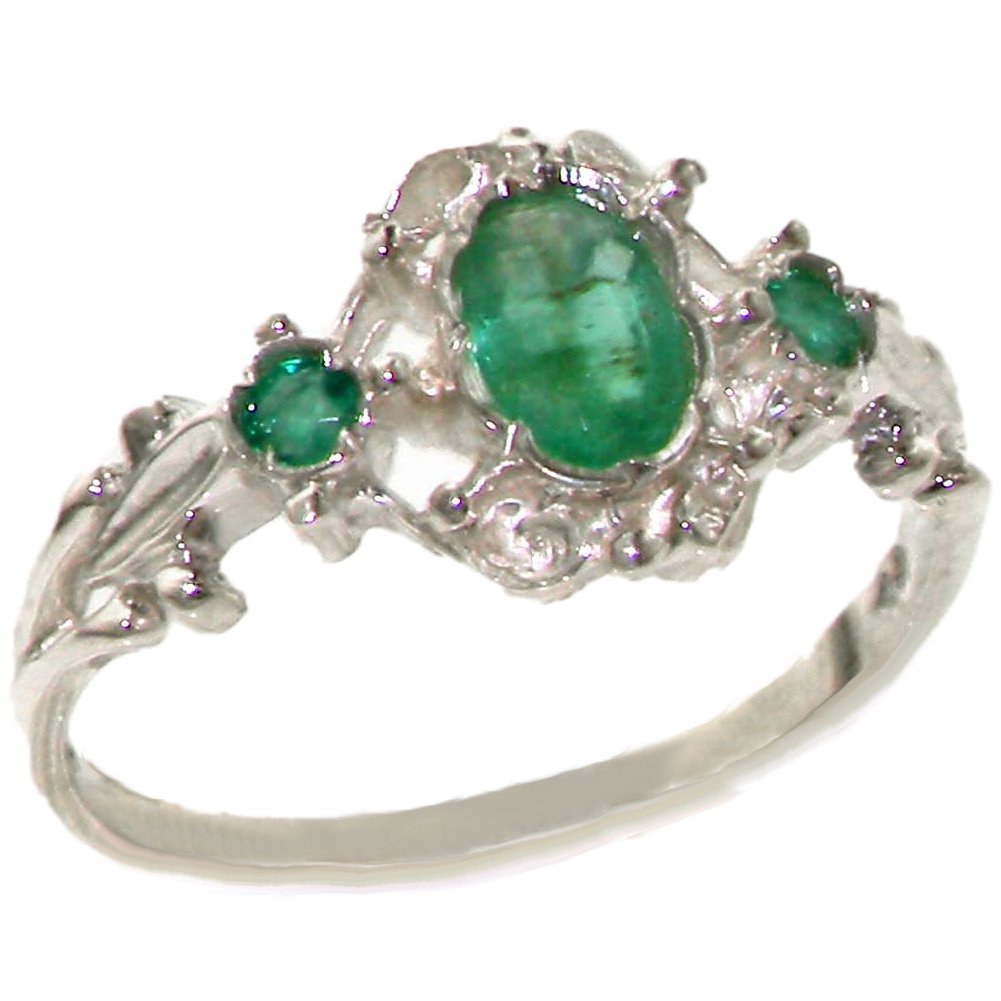 925 Sterling Silver Real Genuine Emerald Women's Band Ring - Elegant Stackable Ring for Everyday Wear, Gift for Her, Wedding, Anniversary & Special Occasions
