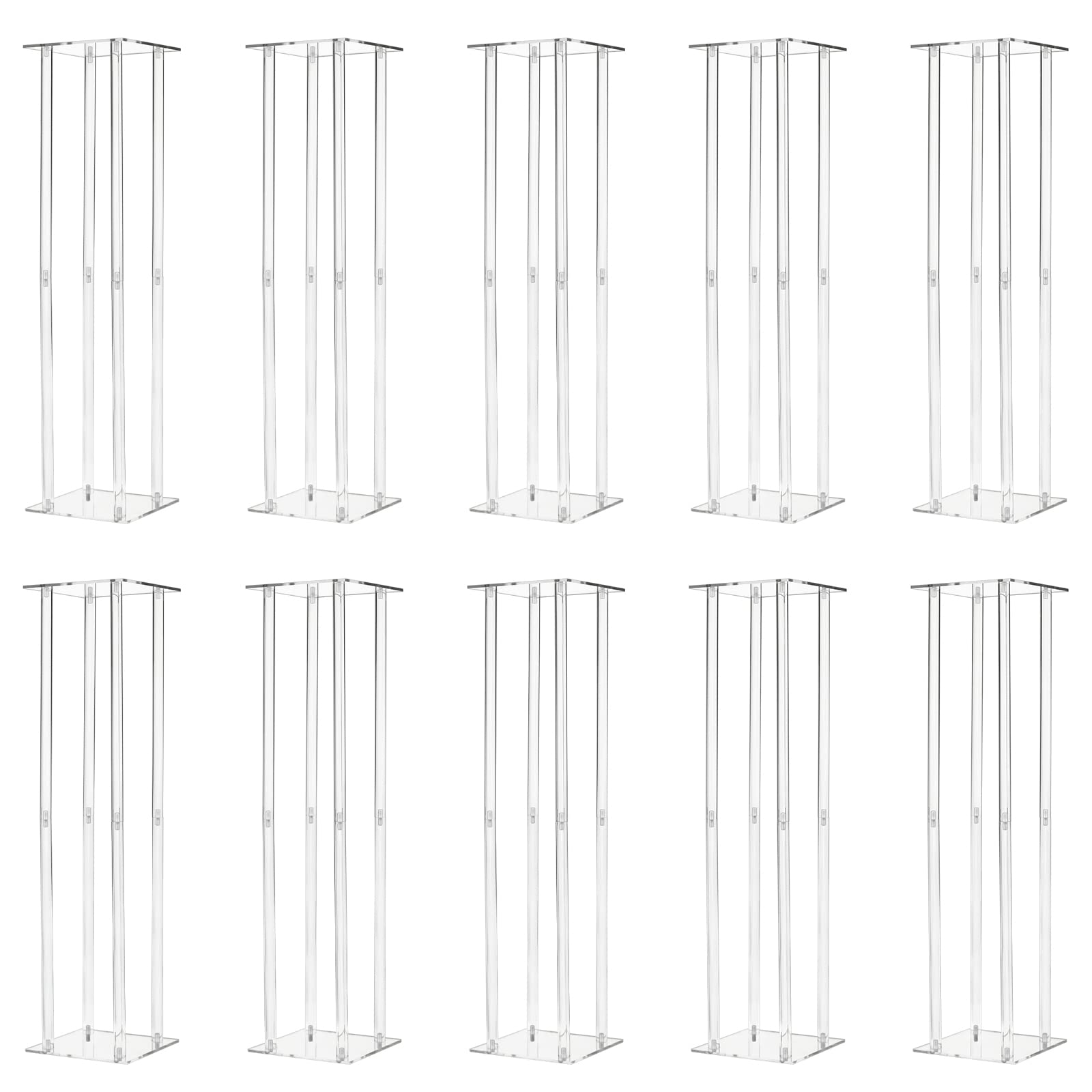 10 Pack Clear Acrylic Tall Flower Vases 31.5