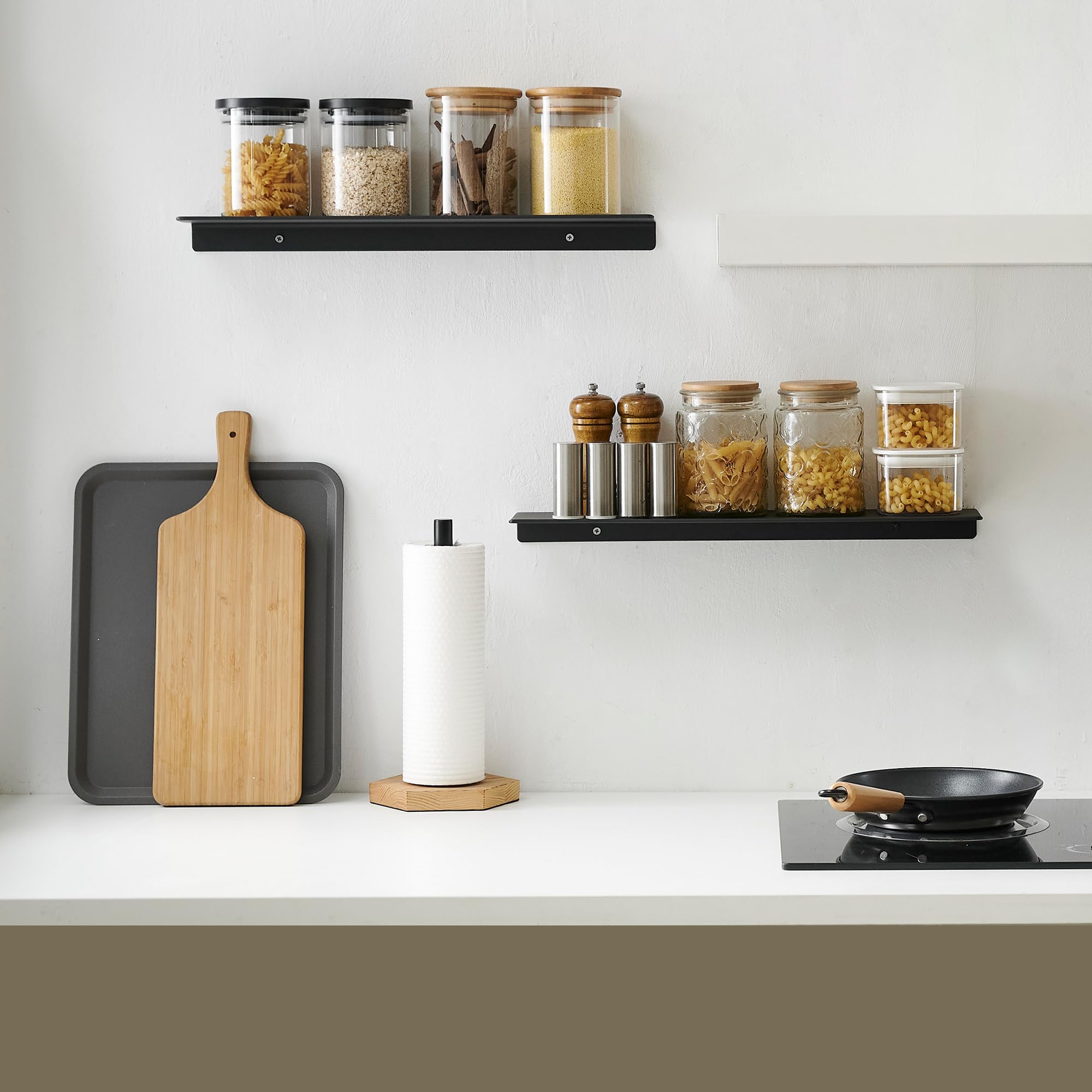 JOOM Metal Wall Shelf - 16 Inch Black Floating Shelf for Bathroom, Kitchen & Living Room - Small Display Shelves for Wall Storage & Decor - Modern Home Organization Solution