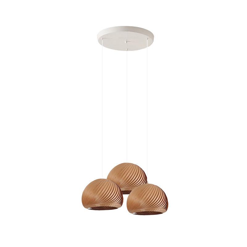 Aurora Whorl Wood Pendant Lamp - Handcrafted Wooden Hanging Light Fixture for Dining Room, Bedroom & Living Room Decor - Natural Boho Style Ceiling Light for Home & Cafe Lighting