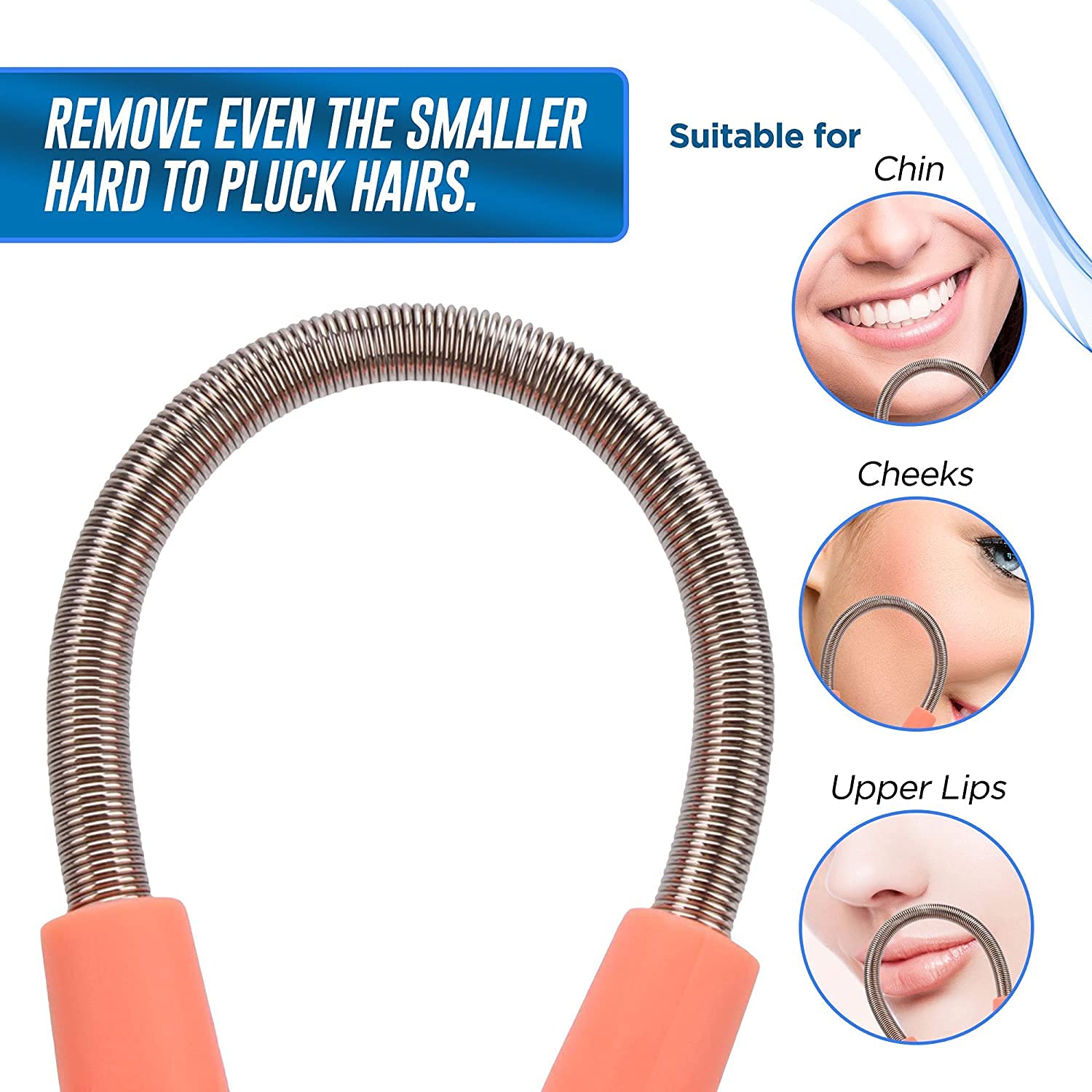 DESMIKA 2-Pack Facial Hair Remover Spring Stick for Women - Painless Upper Lip, Chin, Face & Neck Hair Removal | At-Home Beauty Tool for Smooth Skin Care Routine