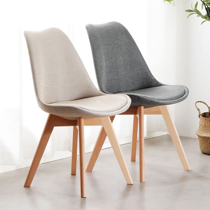 Modern Upholstered Dining Chairs Set of 2 - Armless Side Chairs with Metal Wood Legs for Home, Office Conference Room, Milk Tea Shop - Comfortable Pea Green Kitchen & Restaurant Seating Furniture