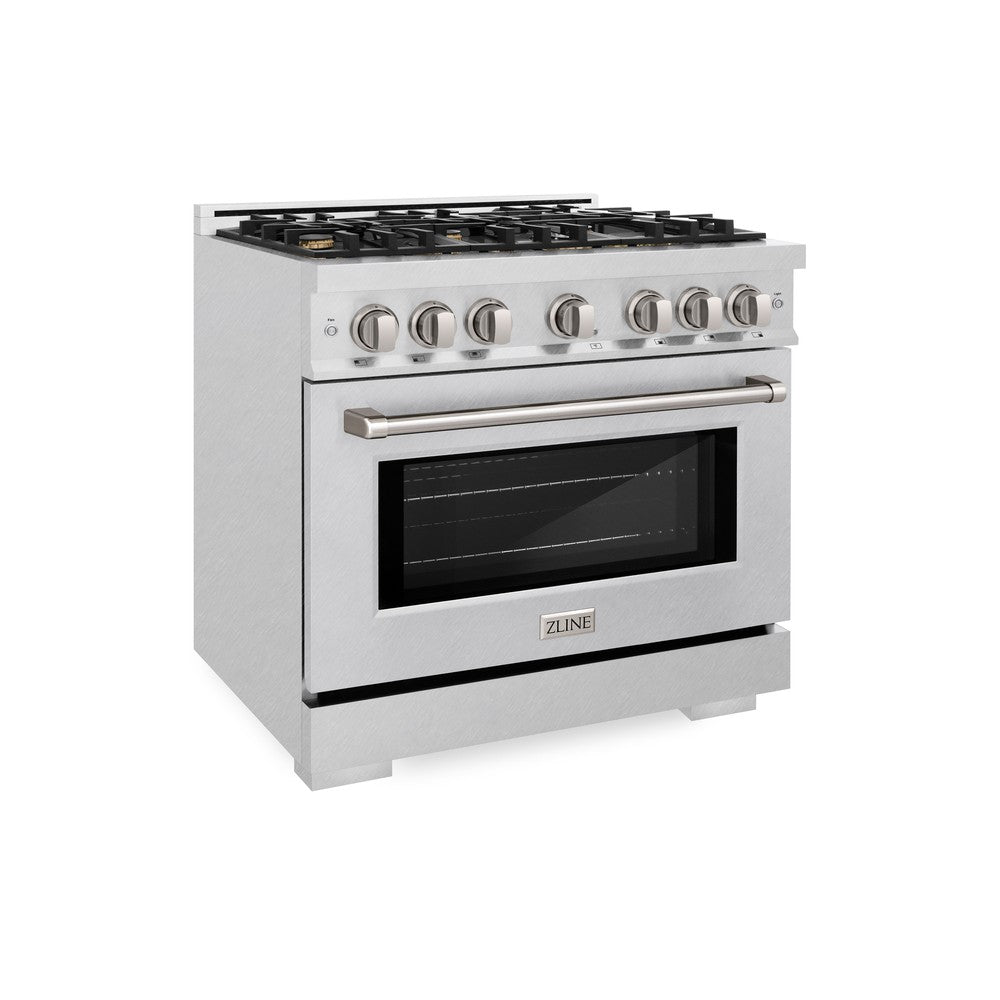 ZLINE 36 Inch 5.2 Cu. Ft. Professional Gas Range with Convection Oven - 6 Brass Burners, Satin Stainless Steel (HGRS BR 36) - Perfect for Home Chefs & Modern Kitchens