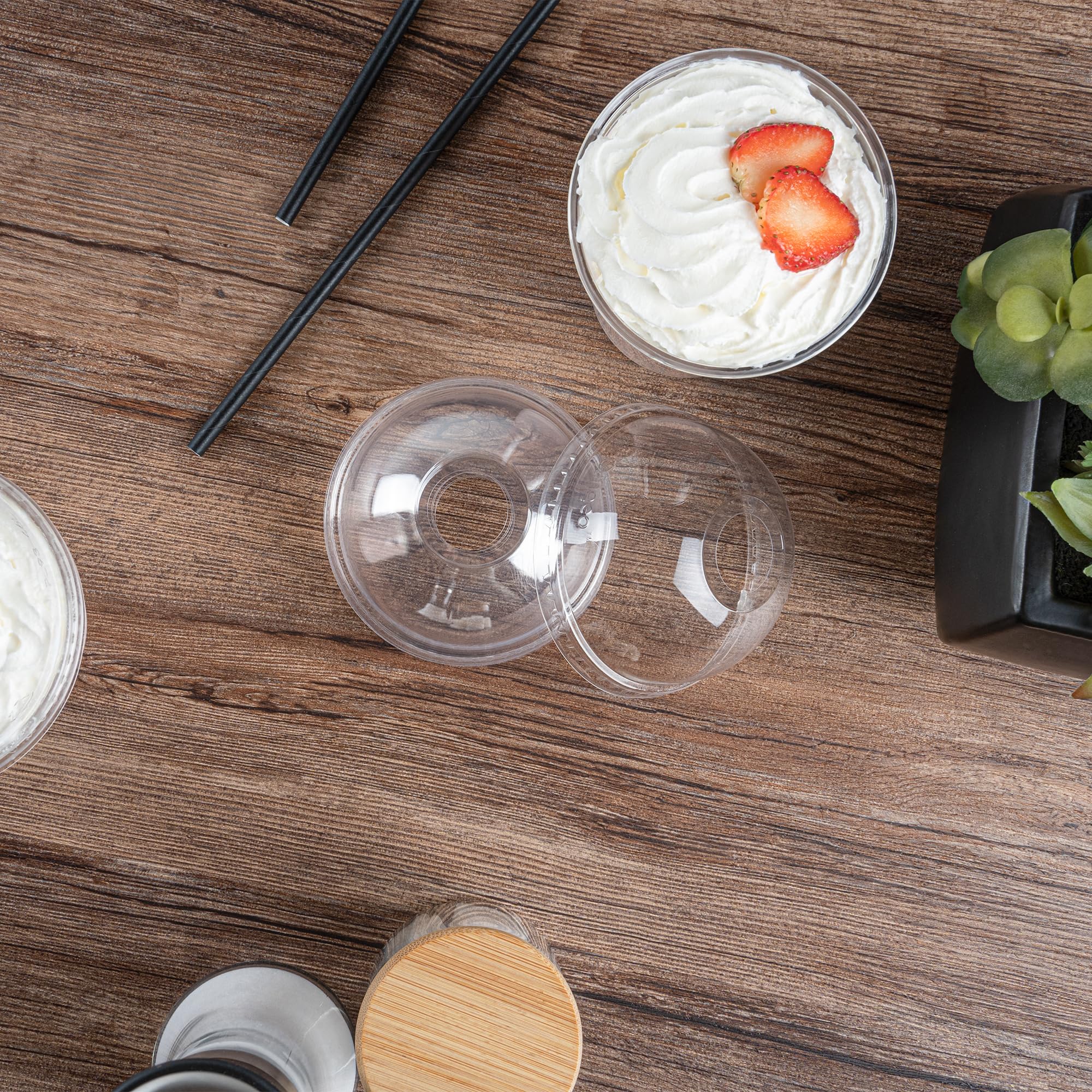Visage Dome Lids for 9, 12 & 16 Oz Disposable Cups - 100 Clear Plastic Drinking Cup Lids with Straw Slot | Recyclable & BPA-Free | Perfect for Restaurants, Cafes, and Takeout Services
