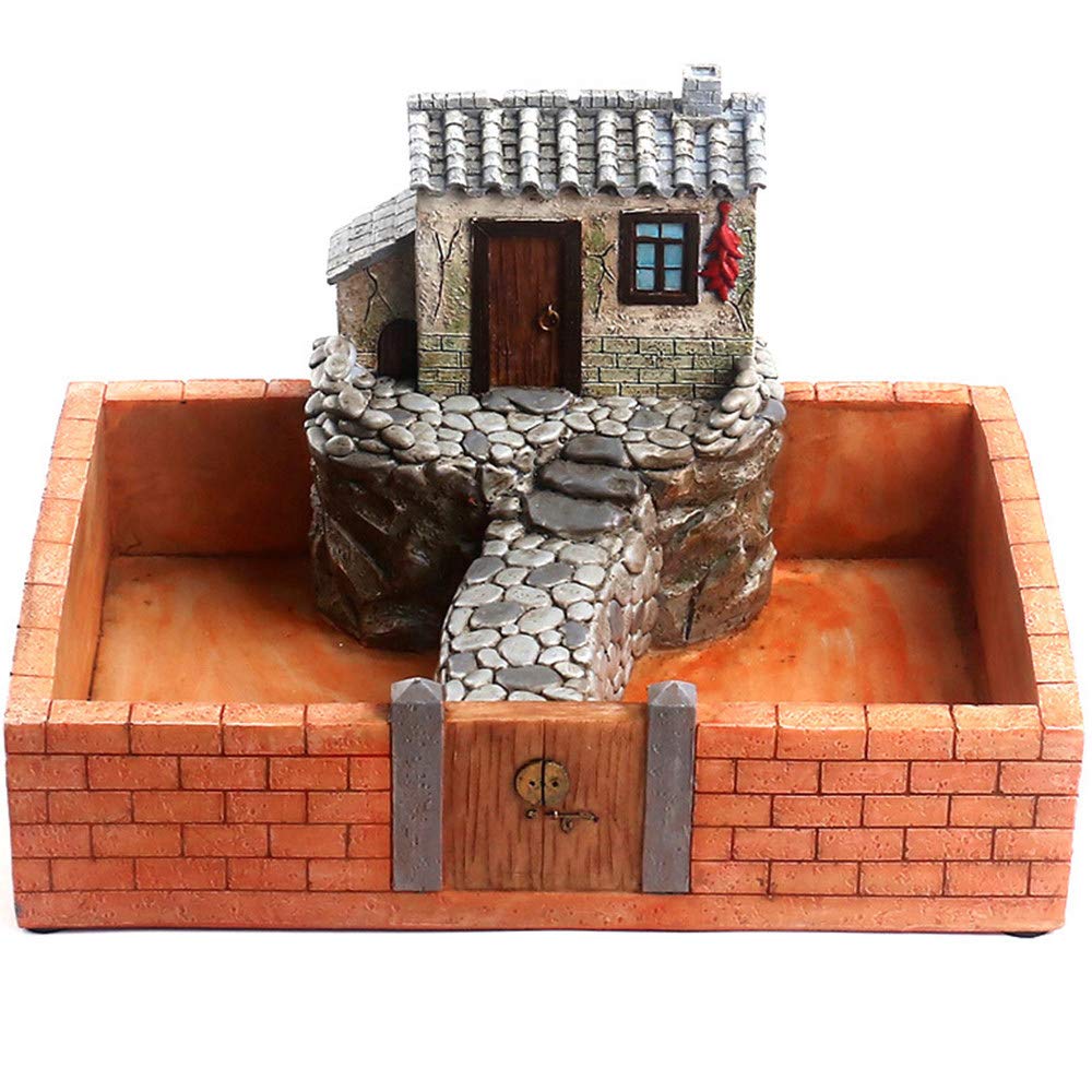 ZHHID Fairy Garden Decor - Miniature Flower Pot, Farmyard Sculpture, Bonsai & Succulent Planter for Indoor Plants - Orange Desktop Ornament for Home, Office & Garden Decor | Perfect for Fairy Gardens, Terrariums & Miniature Landscapes