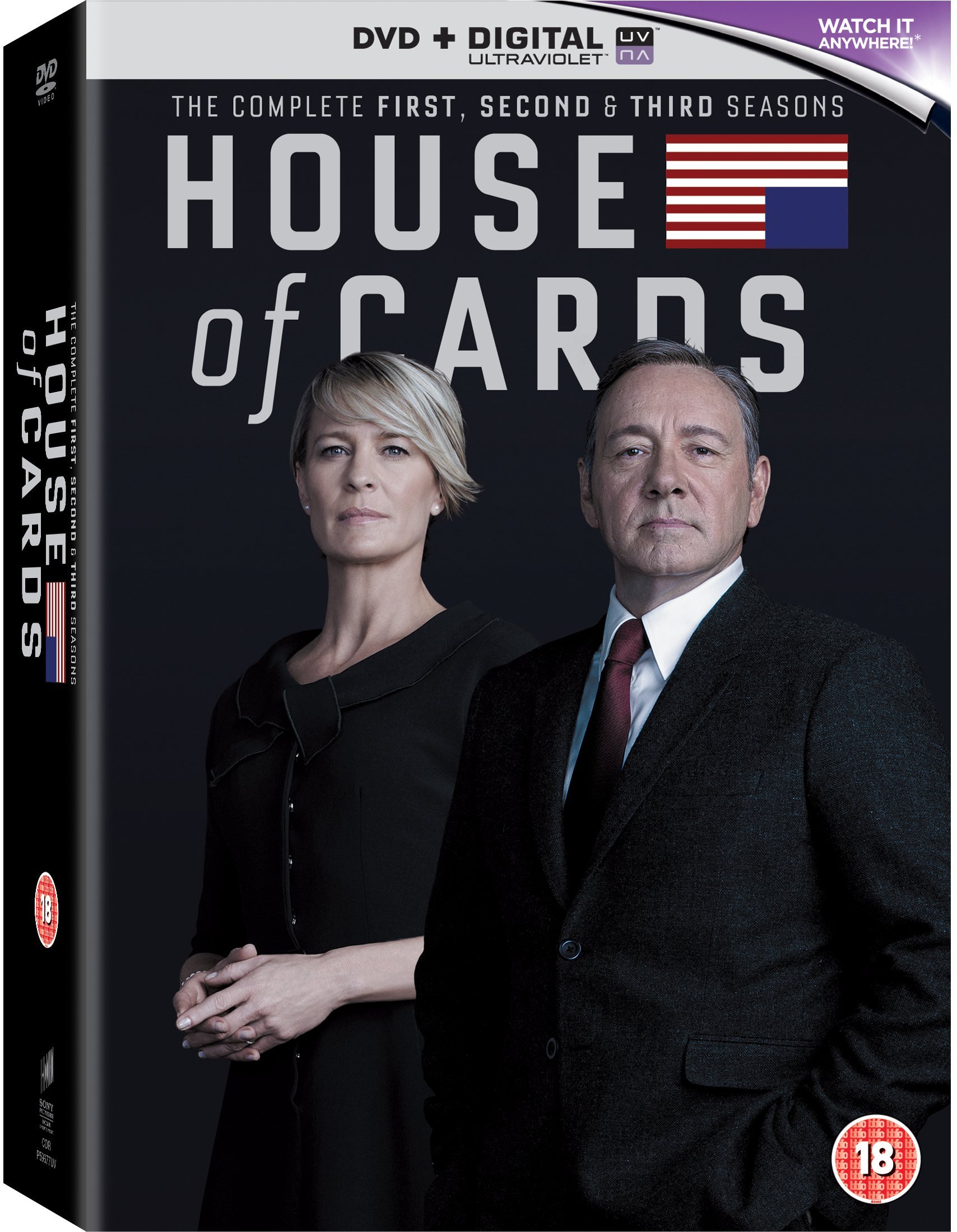 House of Cards Seasons 1-3 DVD Box Set - Political Drama Series Starring Kevin Spacey & Robin Wright - Perfect for Binge Watching & Collector's Edition