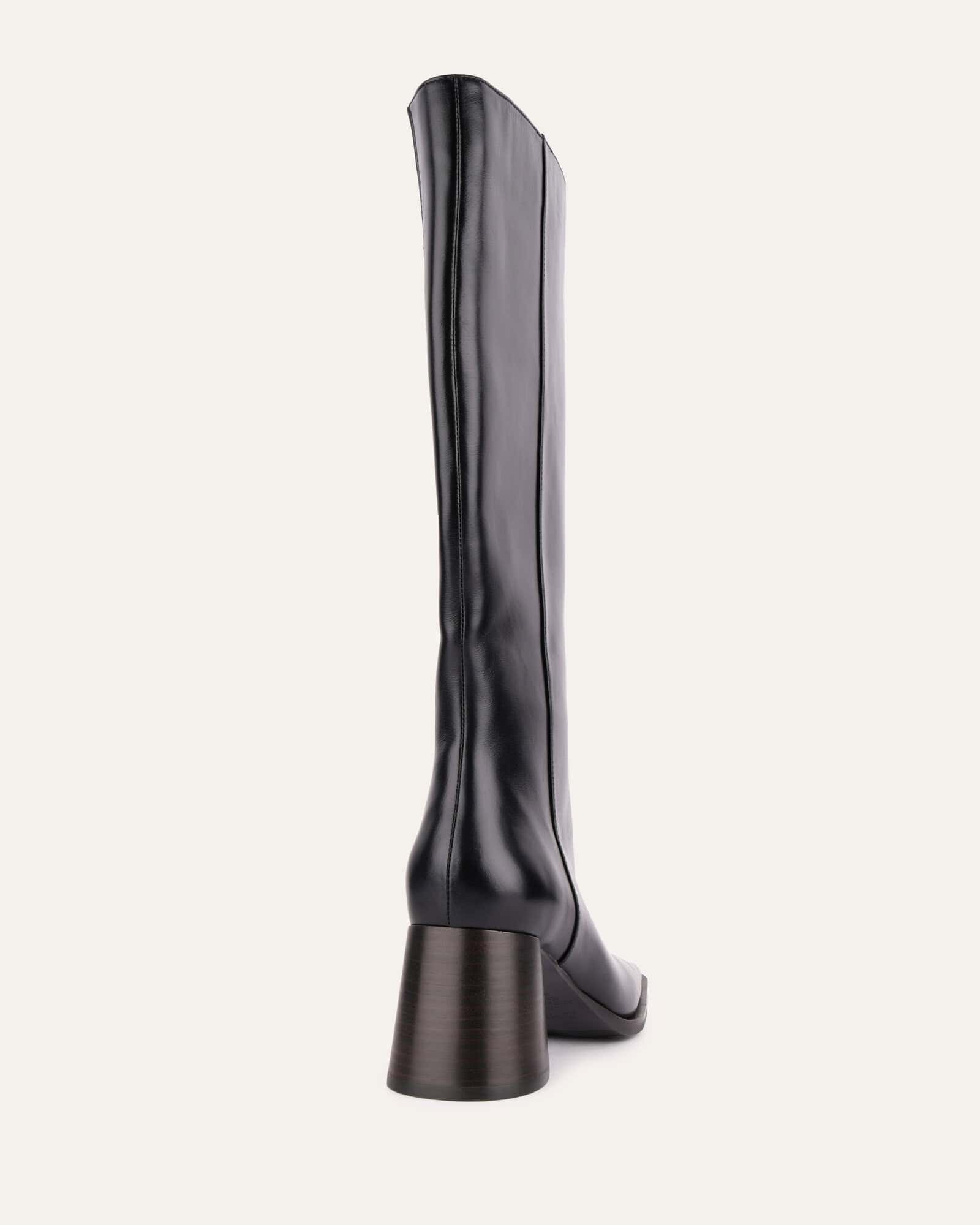 ELIAS Knee High Boots for Women - Black Genuine Leather - Stylish & Comfortable for Fall, Winter, and Party Wear