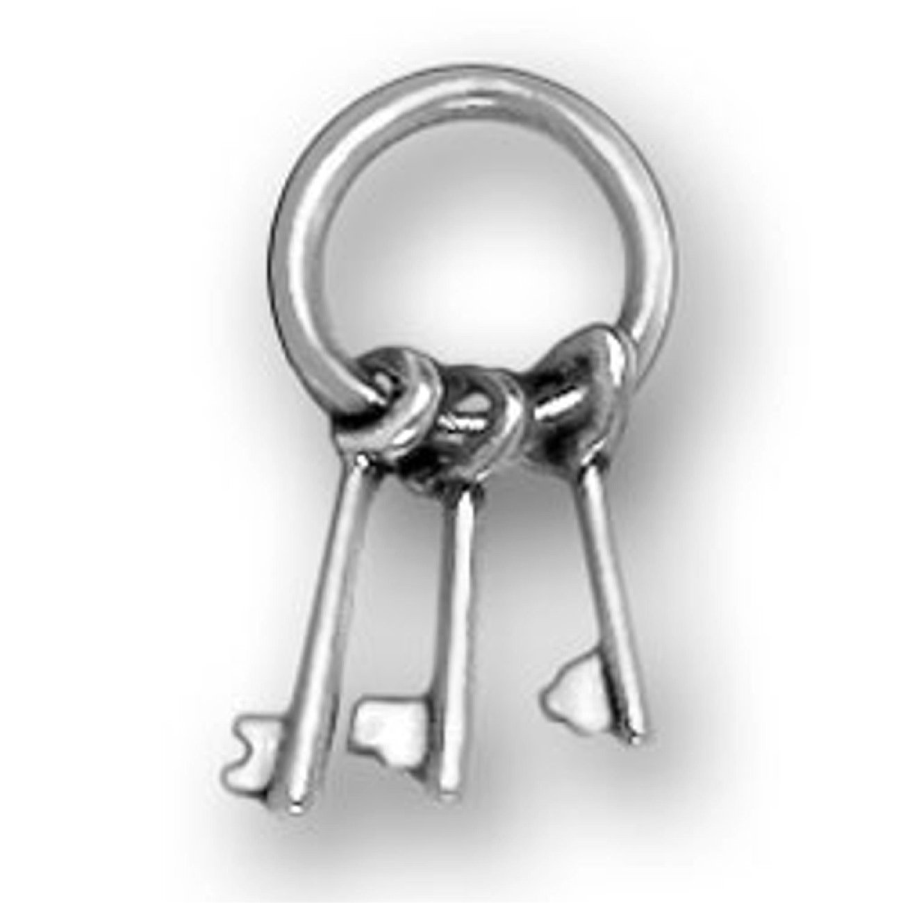 Sterling Silver Women's 1mm Box Chain Necklace with 3D Keys & Round Key Ring Pendant - Perfect for Gifts, Everyday Wear, and Special Occasions