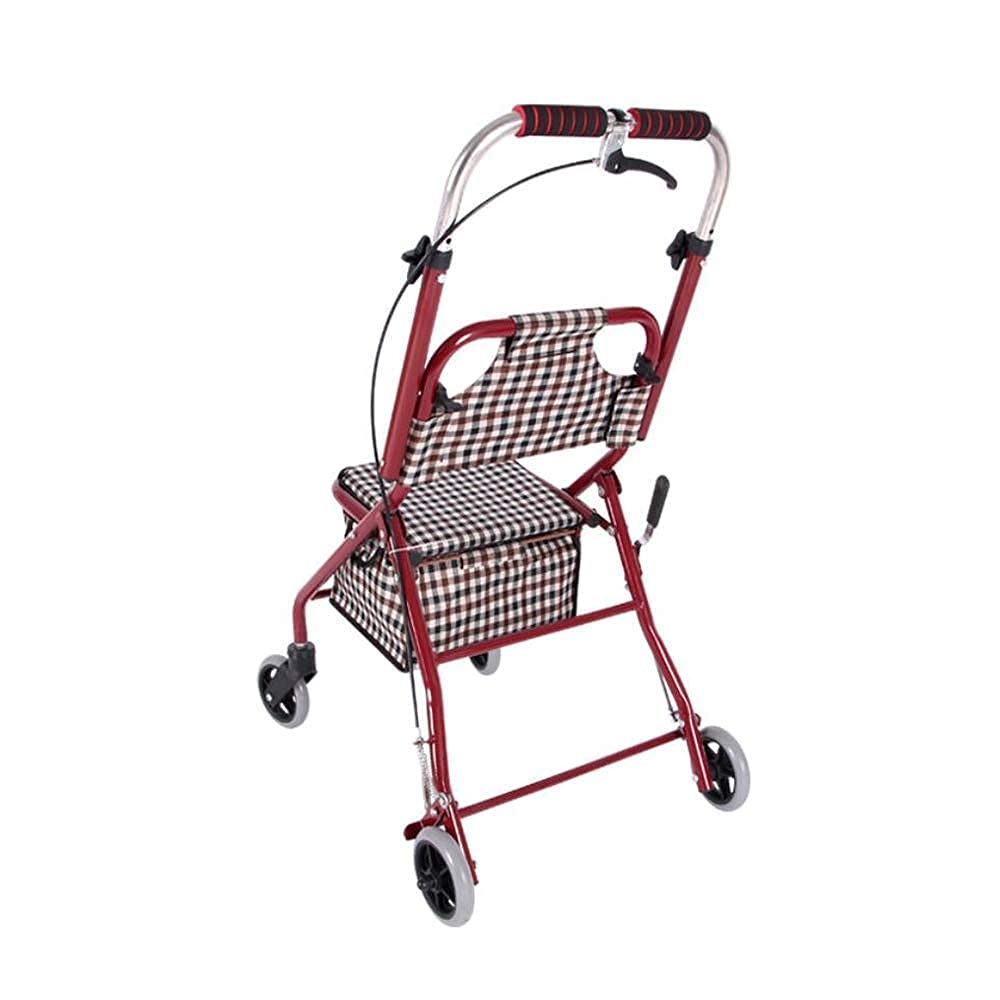 NEZIH 4 Wheel Walker for Seniors - Lightweight Folding Mobility Aid with Shopping Basket, Adjustable Height Walking Frame for Elderly - Ideal for Indoor Use, Outdoor Walks, and Grocery Shopping