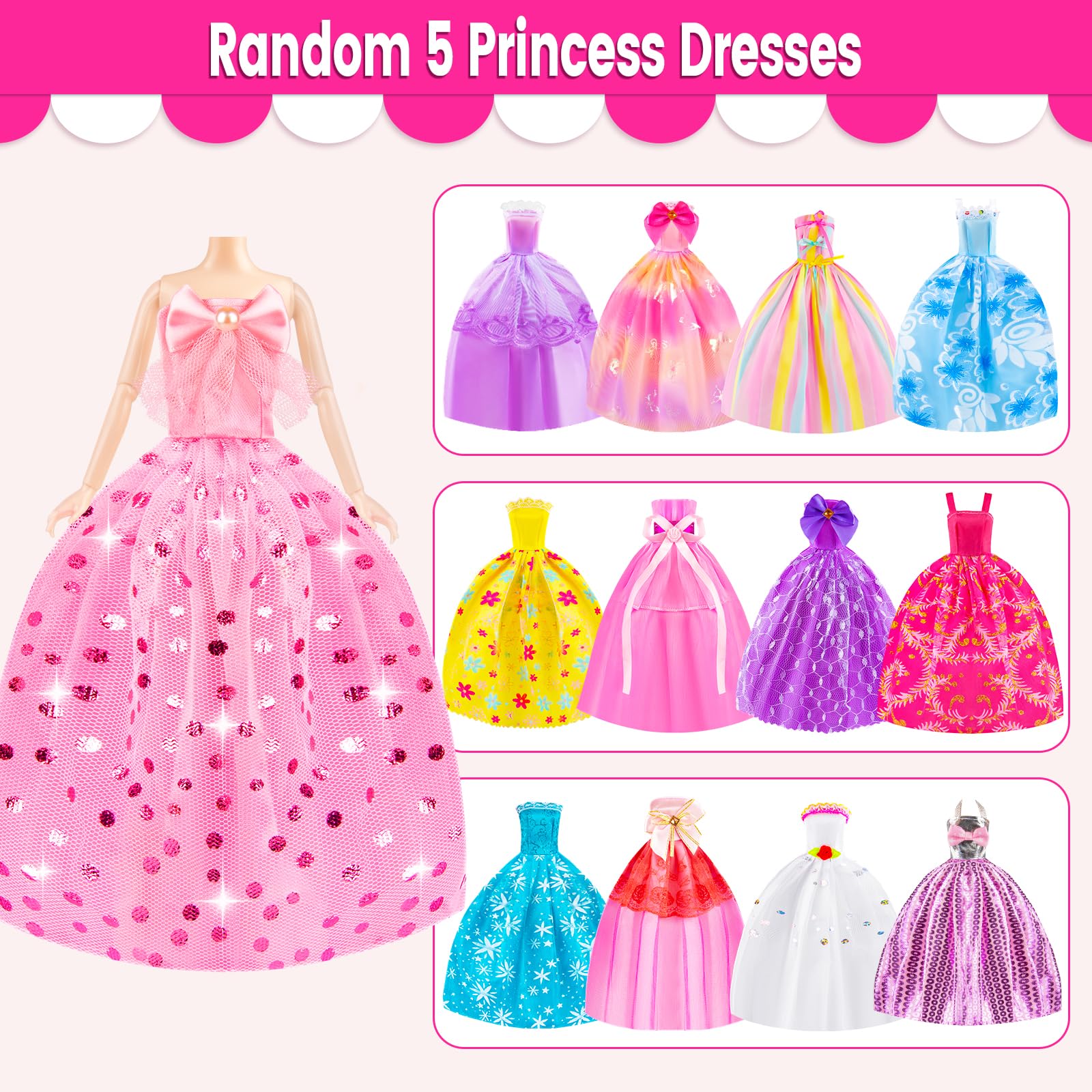 110 Pcs Doll Clothes & Accessories Set - Wedding & Casual Outfits for Girls' Doll Play