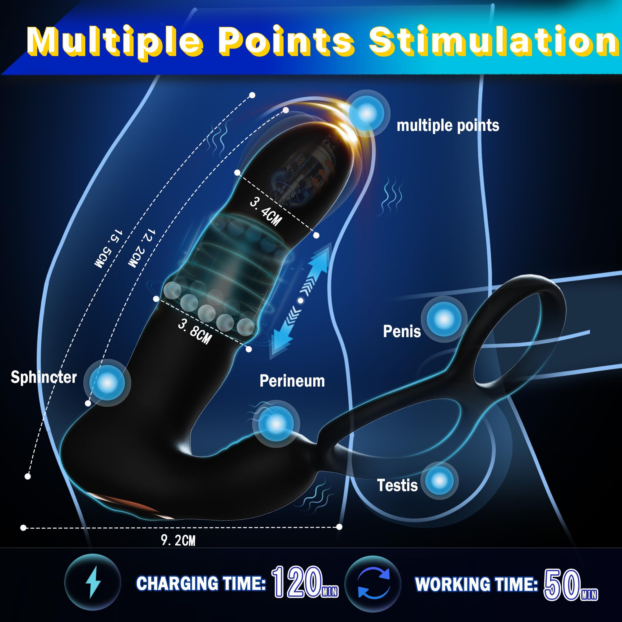 Premium Prostate Massager with Vibrating & Thrusting Functions - Remote Control Anal Stimulator for Men, Couples & Anal Training | Enhance Intimacy & Pleasure in Bedroom or Private Play