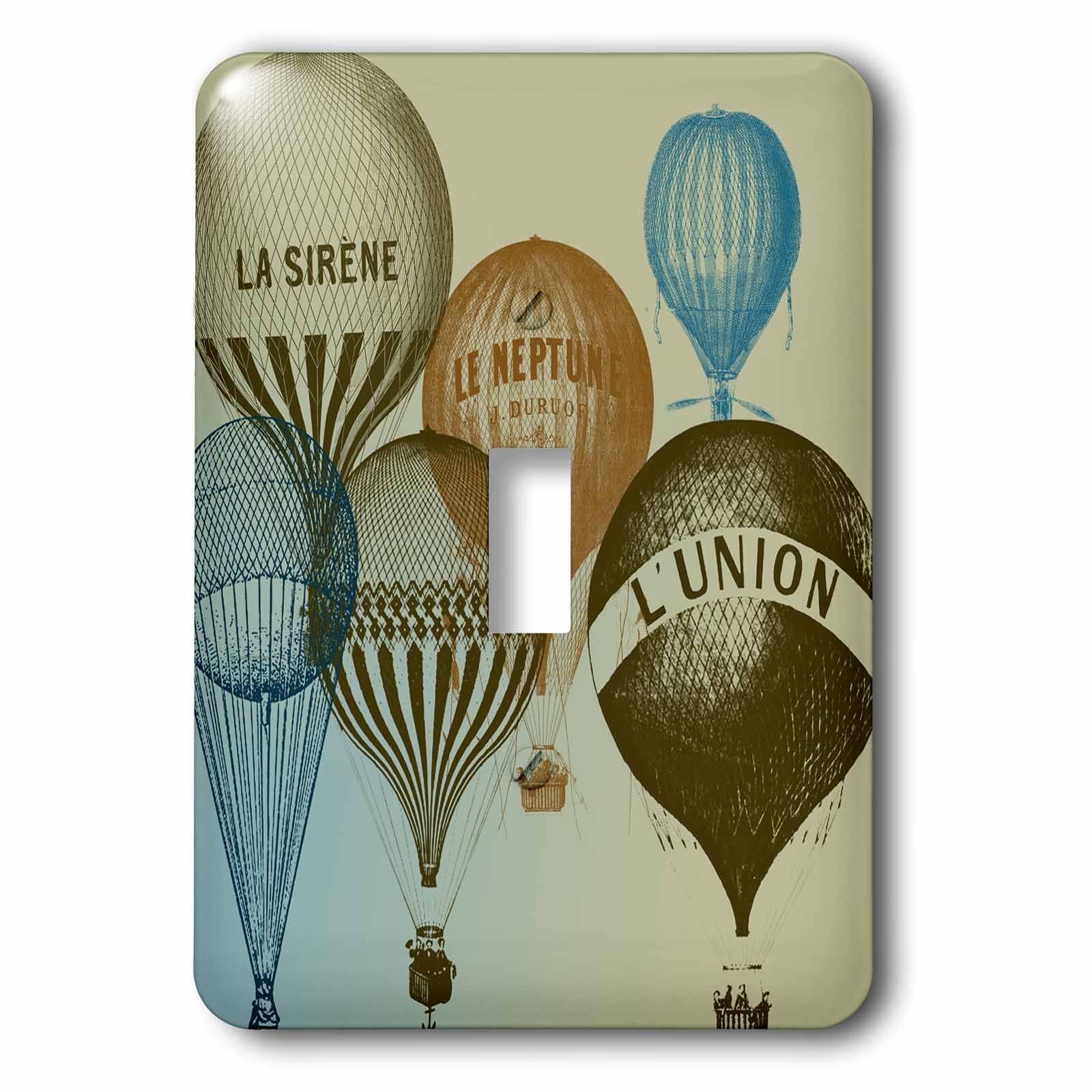 Vintage French Hot Air Balloons Light Switch Cover - Decorative Wall Plate for Bedroom, Living Room & Office - Unique 3D Rose Design Home Decor