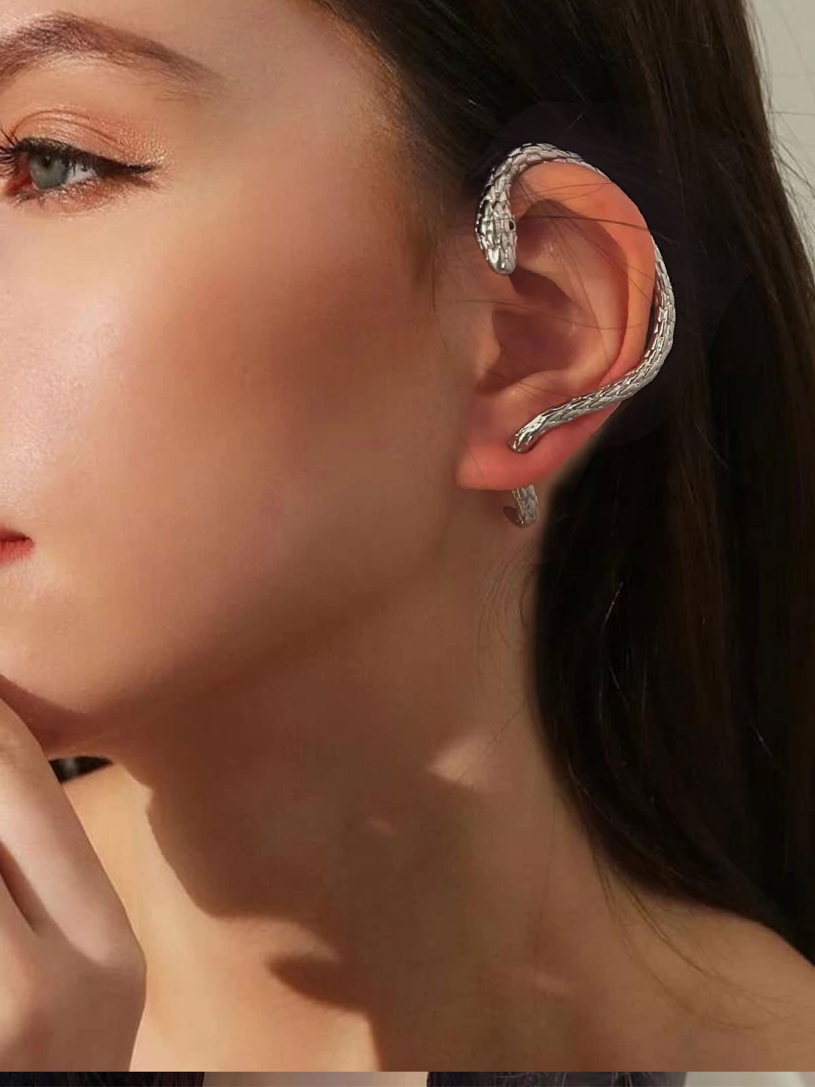 Vintage Snake Stud Earrings & Ear Cuffs for Women - Cartilage Clip On, Pierced Ear Wrap Climber Jewelry - Perfect for Parties, Date Nights & Boho Fashion