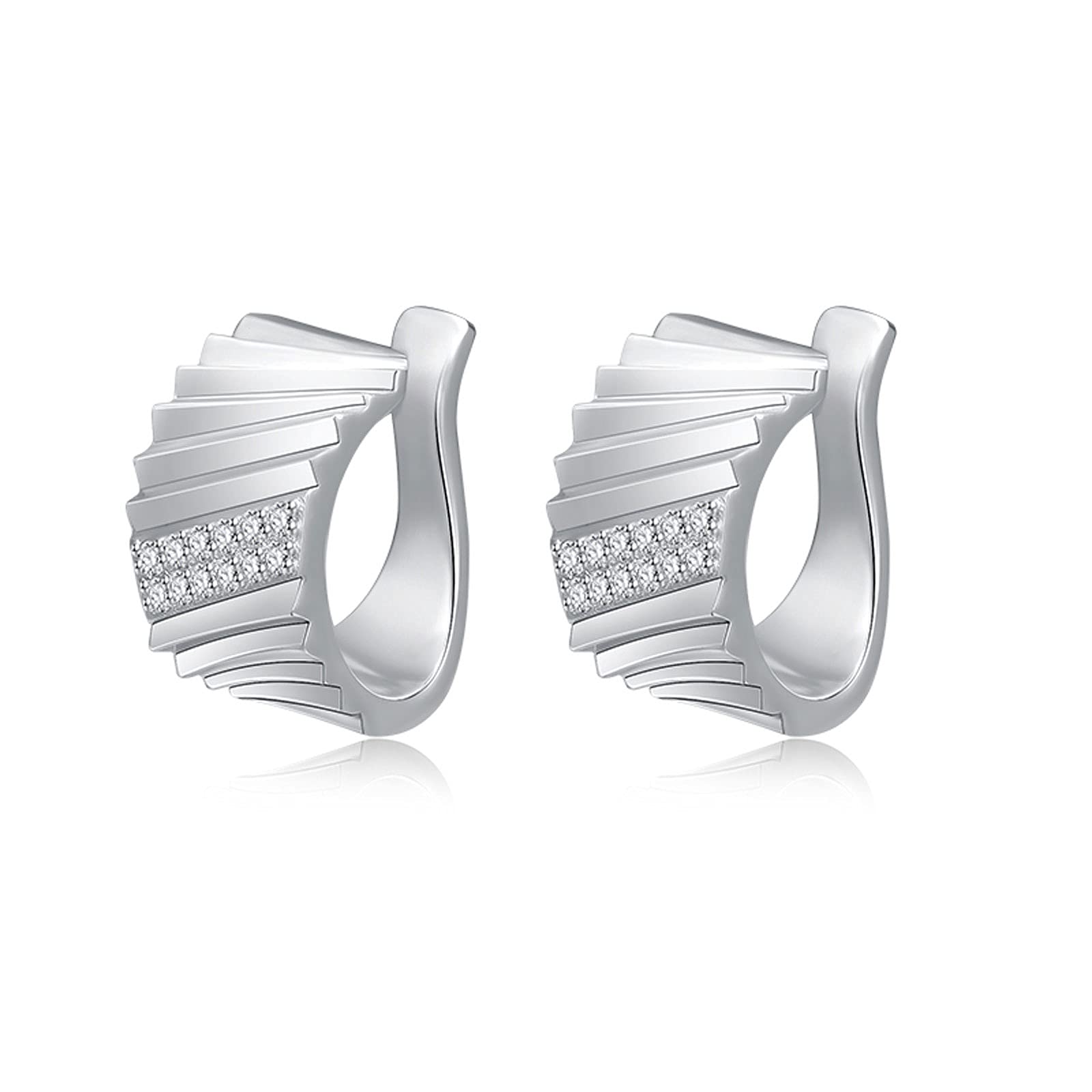 WENMENG2021 Silver Diamond Clip-On Ear Cuff Earrings for Women & Girls - Trendy Cartilage Jewelry for Birthday Parties, Gifts & Everyday Wear