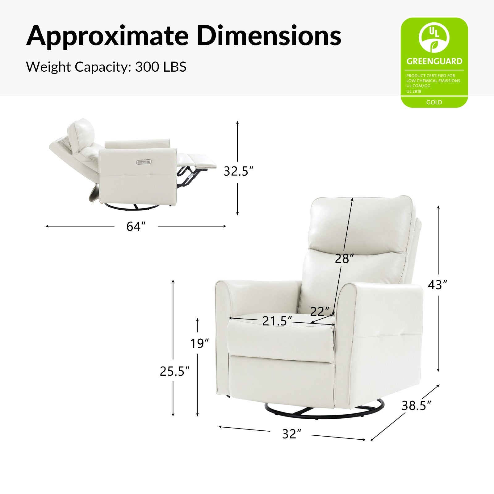 Modern Faux Leather Power Swivel Recliner Chair with USB Charging & Adjustable LED Reading Lamp - Perfect for Home Theater, Living Room & Office Relaxation