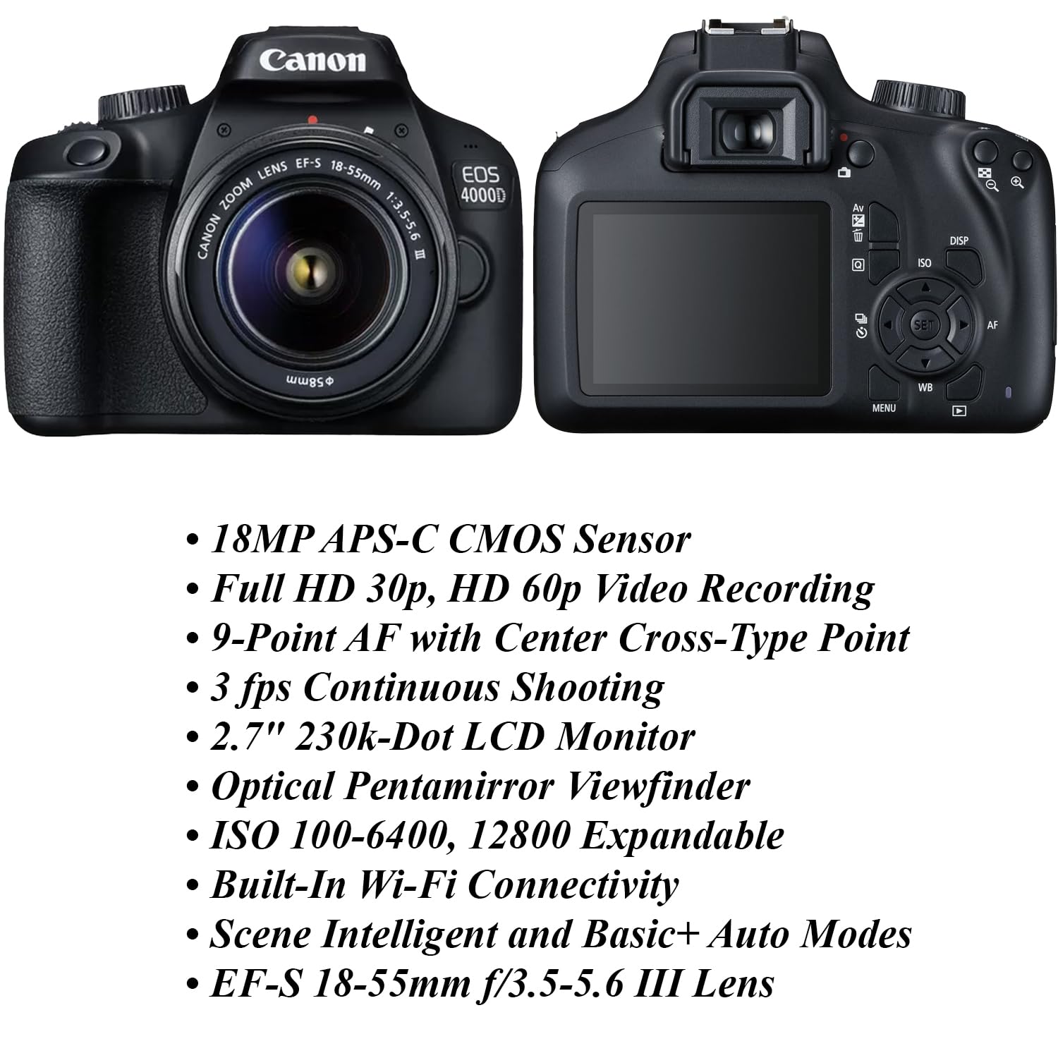 Canon 4000D/EOS Rebel T100 DSLR Camera Bundle with 18-55mm & 75-300mm Lenses + 420-800mm Telephoto Lens, Tripod & 30+ Pro Accessories (Renewed) - Perfect for Travel Photography, Wildlife Shooting & Beginner Photographers