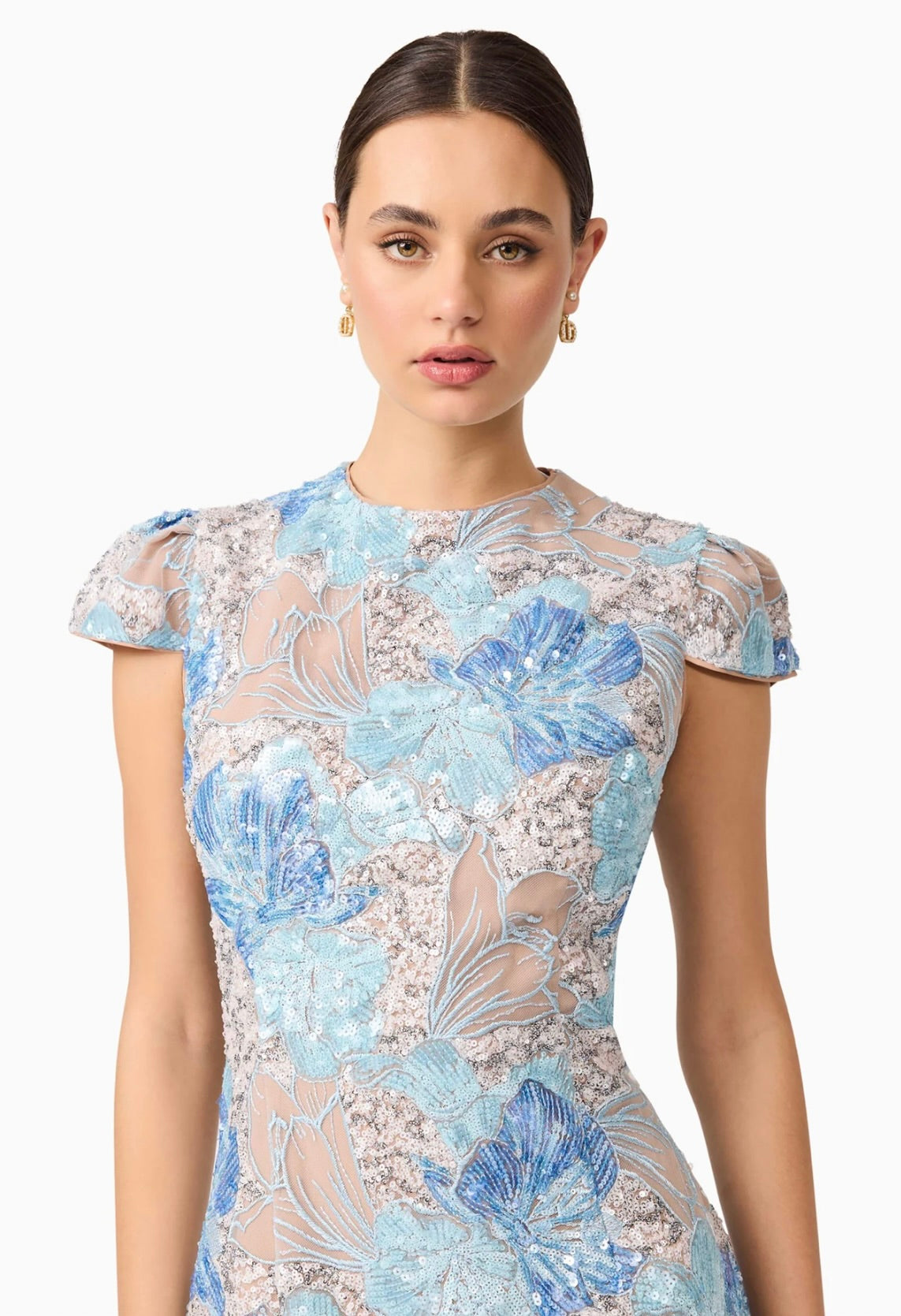 Blue Sequin Midi Dress for Women - Elegant Party & Evening Gown for Prom, Cocktail, Wedding Guest & Special Occasions
