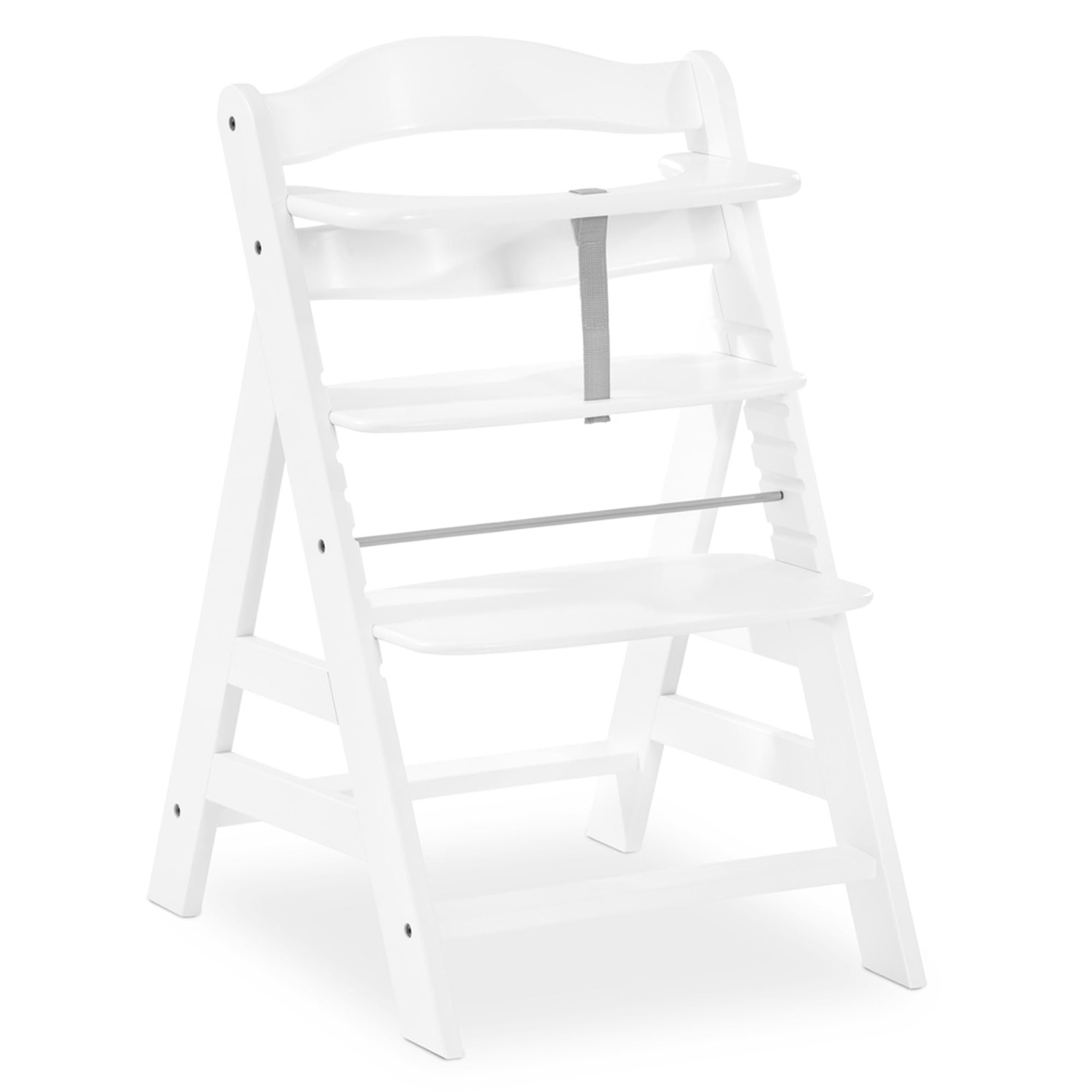 Hauck Alpha+ Wooden High Chair for Babies & Toddlers - Adjustable Tray, Anti-Tilt Design & Convertible Growth Chair with Removable Food Table (White) - Perfect for Dining, Weaning & Family Mealtime