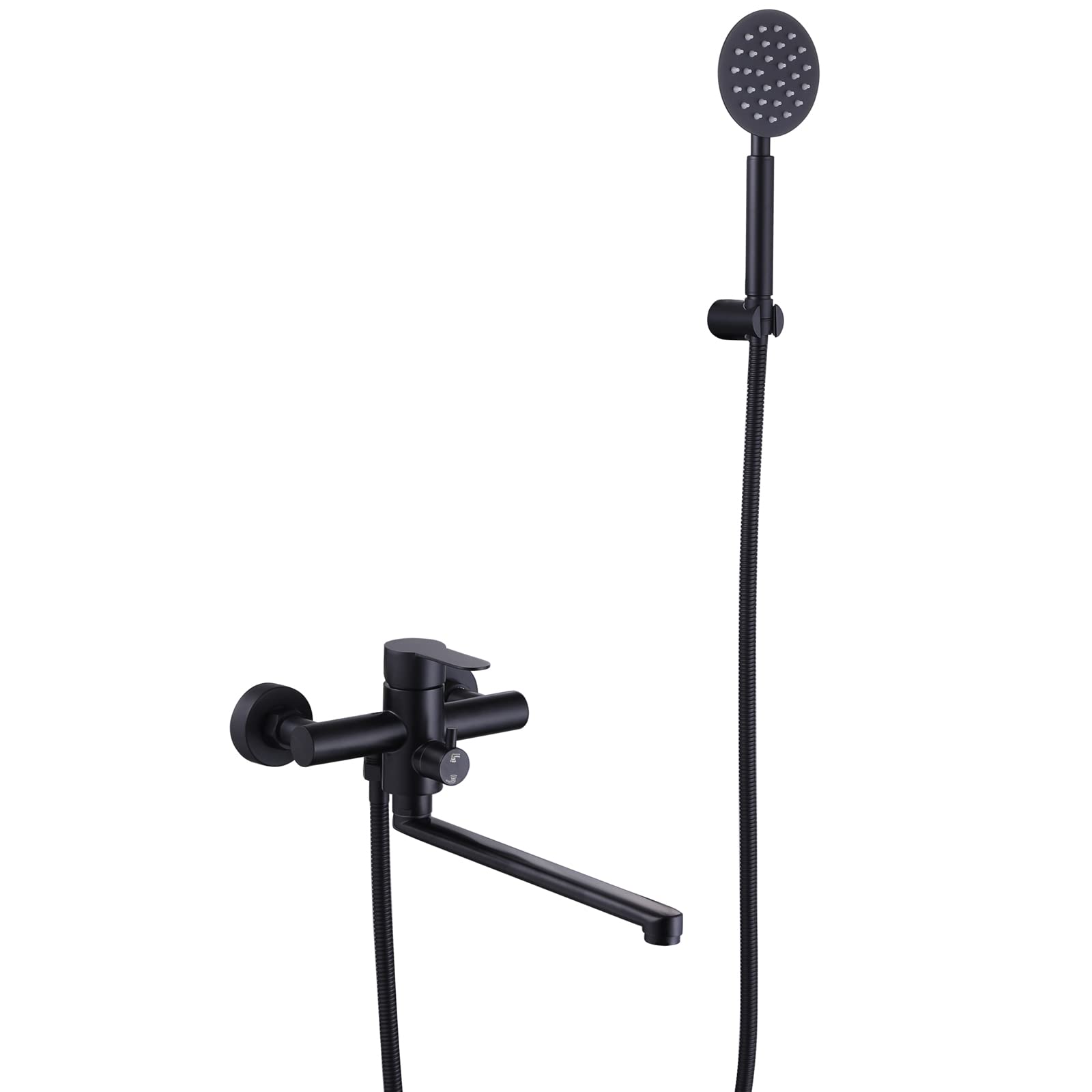 Matte Black Stainless Steel Bathtub Faucet with Extendable Spout & Handheld Shower - Wall Mounted Tub Shower Faucet for Modern Bathrooms | Perfect for Spa-Like Relaxation and Easy Cleaning