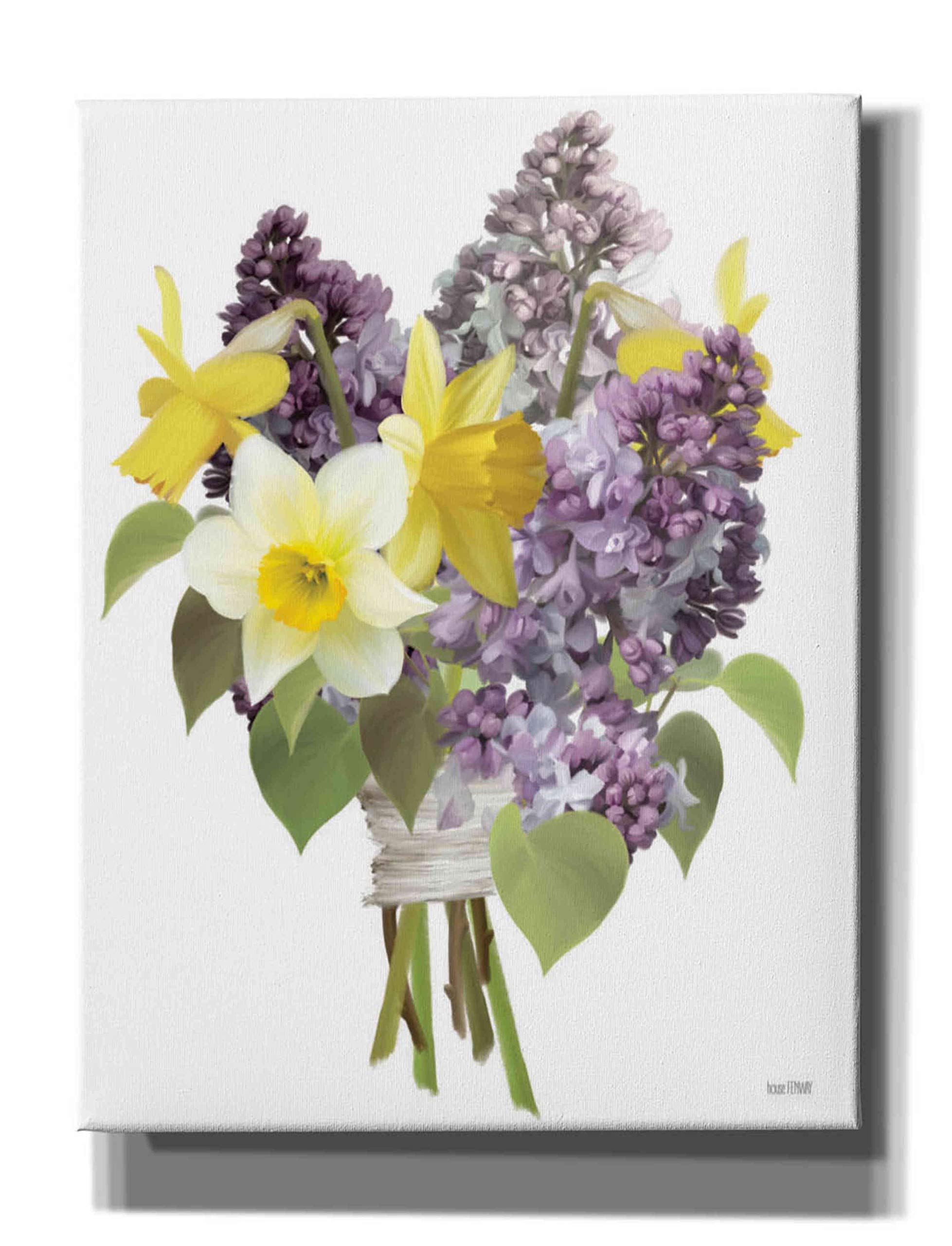 Epic Graffiti 'Lilacs and Daffodils' by House Fenway - 26x34 Inch Floral Canvas Wall Art for Living Room, Bedroom & Office Decor