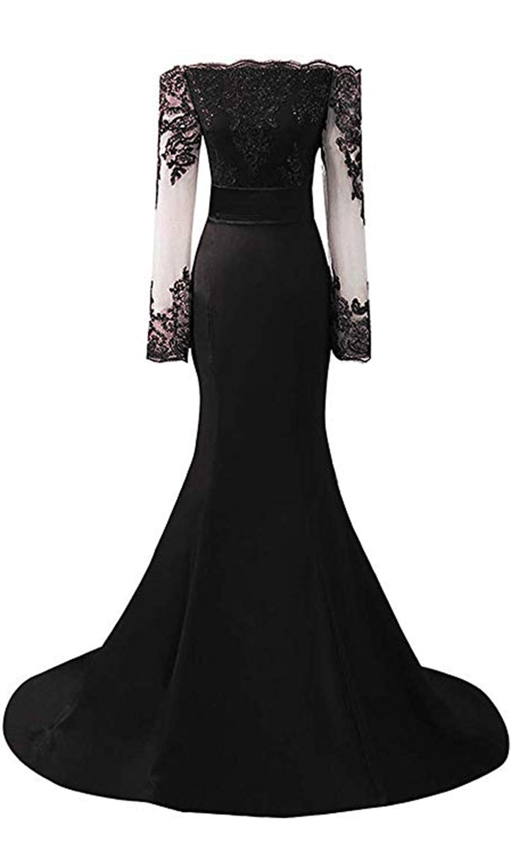 Elegant Off-The-Shoulder Mermaid Prom Dress with Long Sleeves & Beaded Lace - Women's Formal Evening Gown for Homecoming, Ball, Wedding & Special Occasions