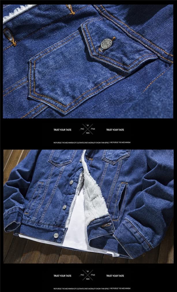 Men's Winter Velvet Lined Warm Thick Denim Jacket - Cozy Fleece Lined Casual Coat for Cold Weather | Perfect for Outdoor Activities, Daily Wear & Street Style