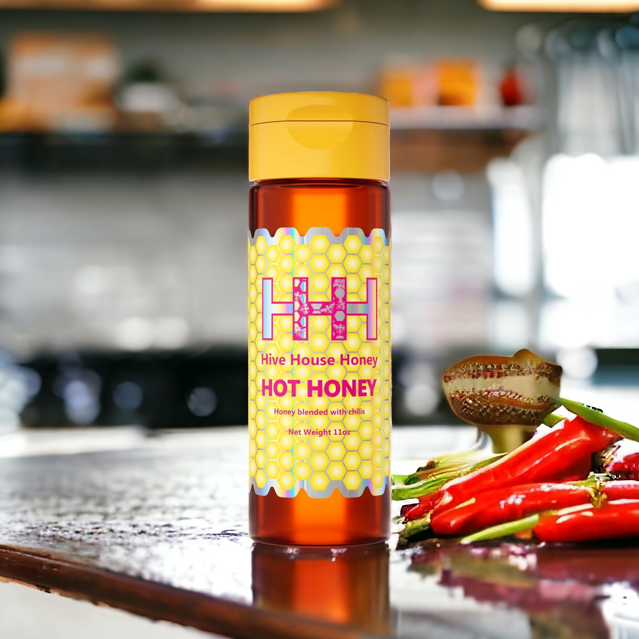Hive House Hot Honey - Spicy Infused Raw Honey for Cooking, Glazes & Cocktails - Perfect for BBQ, Wings, Pizza & Cocktail Mixing