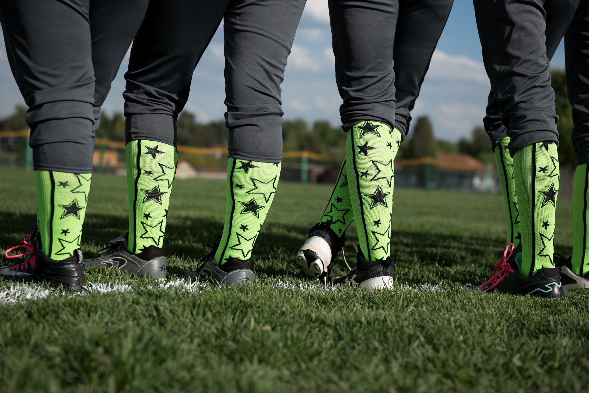 MadSportsStuff Softball Socks with Stars - Over the Calf Tall Socks for Girls, Women, Youth & Adults - Perfect for Sports, Games & Casual Wear