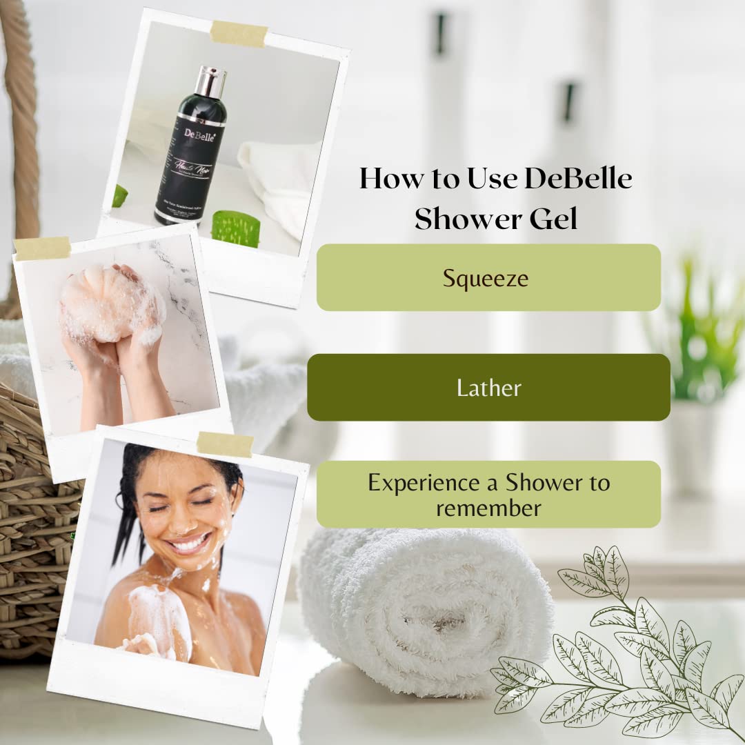 DeBelle Body Wash Haute Noir - 100ml Sulfate-Free Shower Gel with Rose Water, Saffron & Sandalwood Oil for Women & Men | Hydrating & Luxurious Bath Experience for Dry & Sensitive Skin