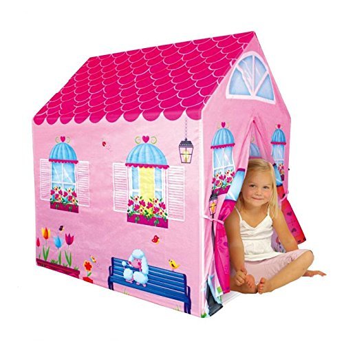 PTLF Pink Play Tent for Girls - Cottage Playhouse, Kids Secret Garden & City House Pretend Play - Perfect for Indoor & Outdoor Imaginative Play