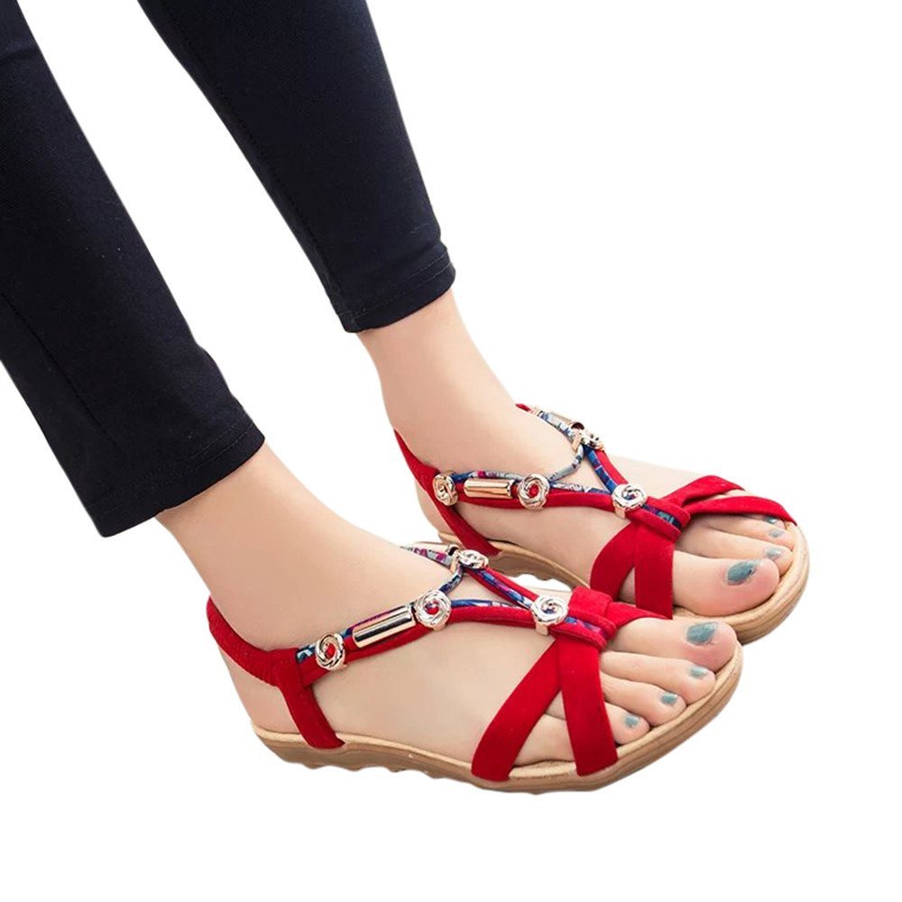 Napoo Women's Summer Sandals - Breathable Peep Toe Roman Flip Flops with Comfortable Low Heel for Beach, Vacation and Casual Outfits