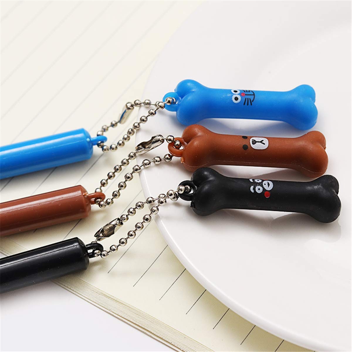 Cartoon Bone Pendant Gel Ink Pens - 12 Pack Blue & Black Ballpoint Pens for Writing, Office, School Supplies - Perfect Gift for Students, Teachers & Stationery Lovers - Great for Note Taking, Journaling & Creative Projects