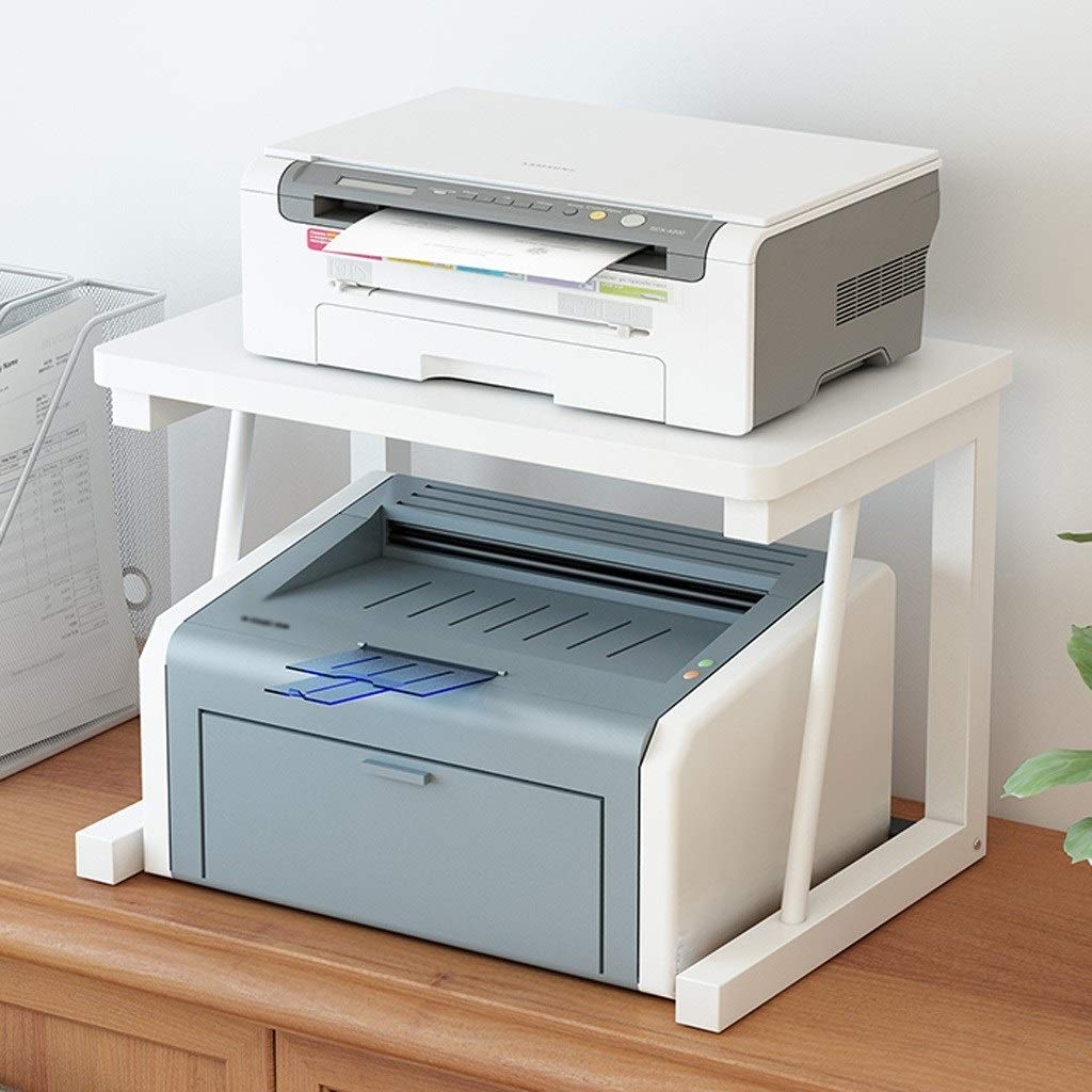 Wooden Printer Stand with Storage Bag - 2-Shelf Desktop Organizer for Home & Office | Compact Printer Riser with Storage Shelves | Perfect for Workspace Organization & Printer Elevation