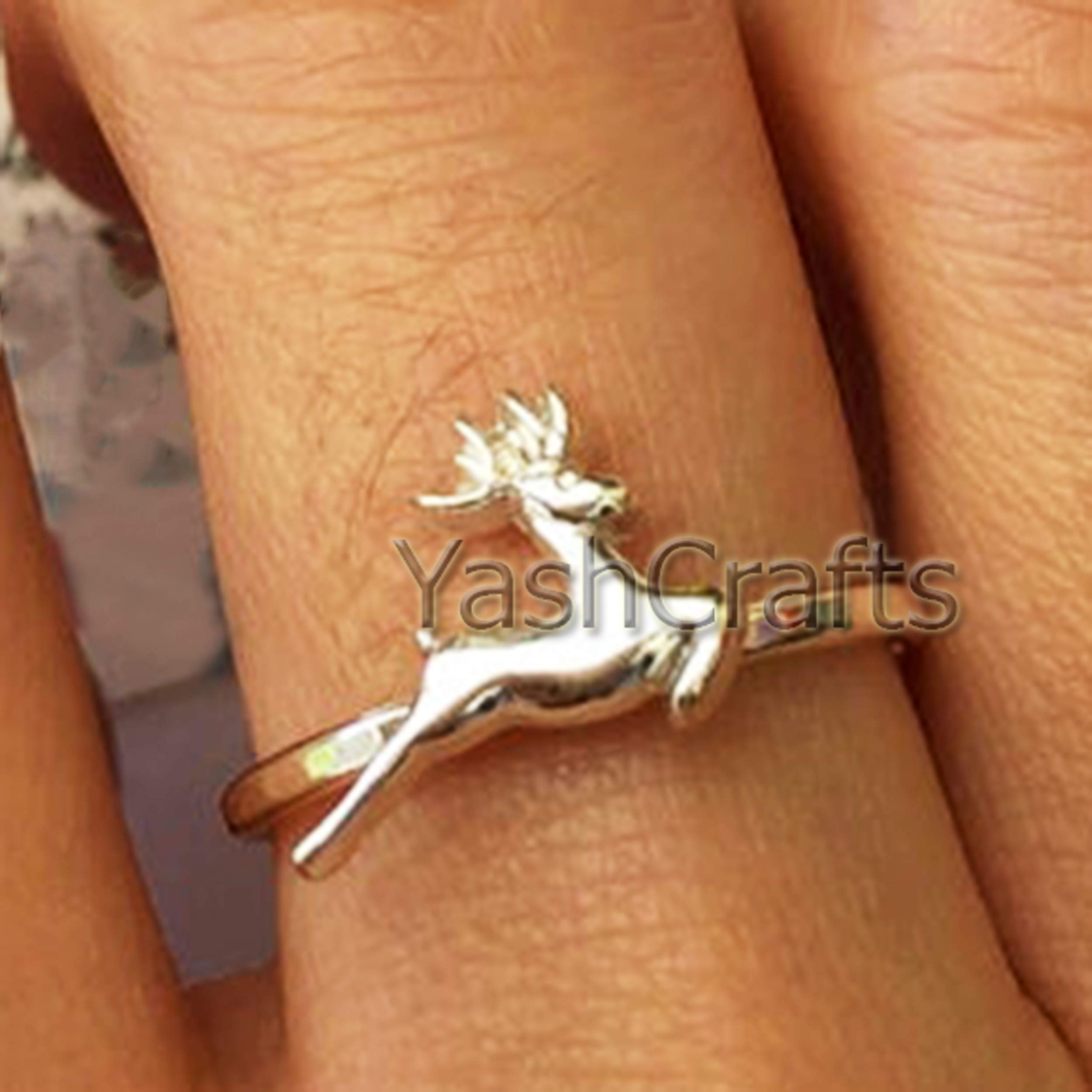 Handmade Sterling Silver Reindeer Ring - Unisex Christmas Jewelry Gift for Holiday Lovers | Perfect for Christmas Parties, Festive Outfits & Santa-Themed Celebrations