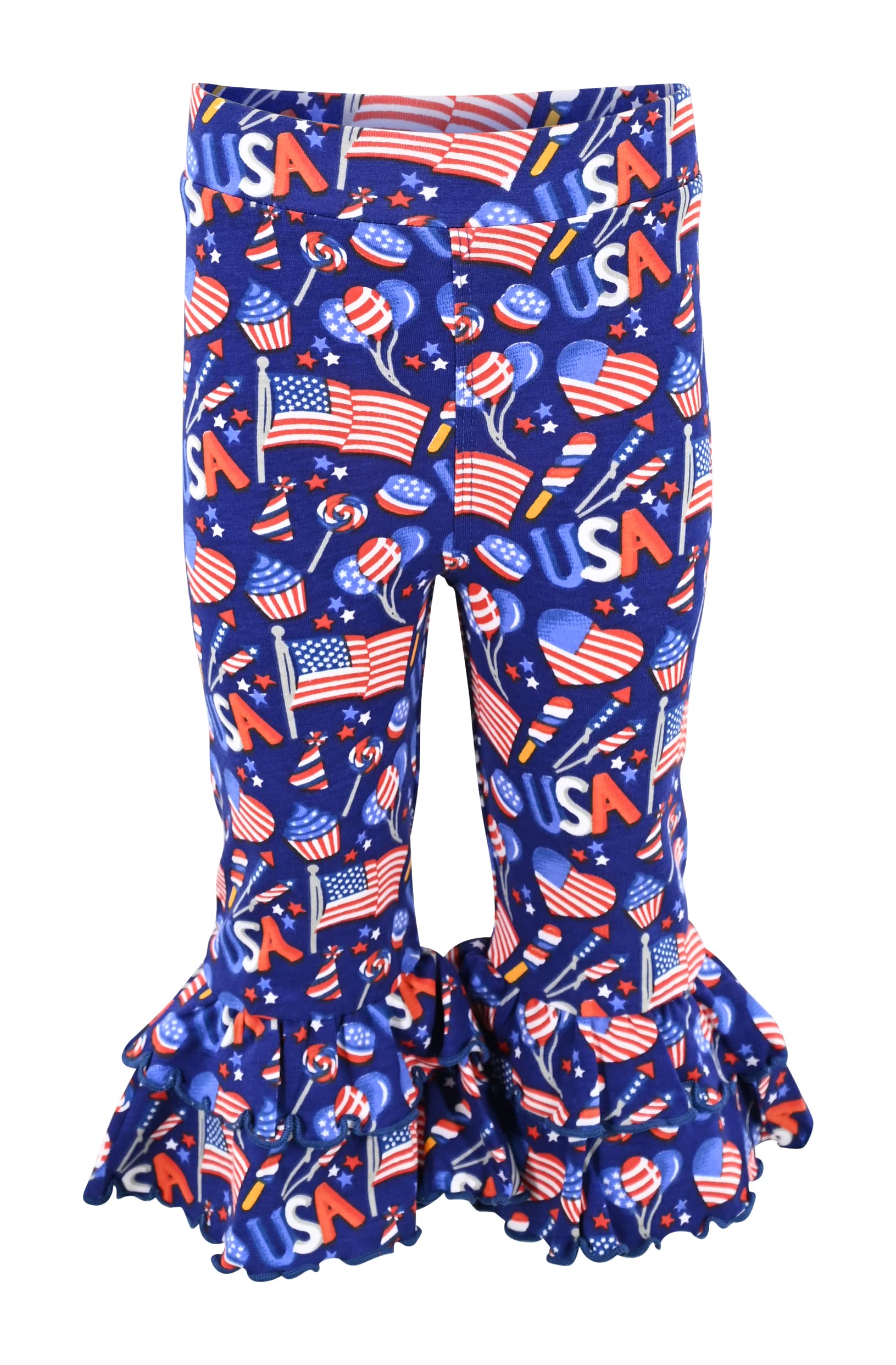 4th July Baby Girl Embroidered Capri Set (3Y, Red) - Patriotic Outfit