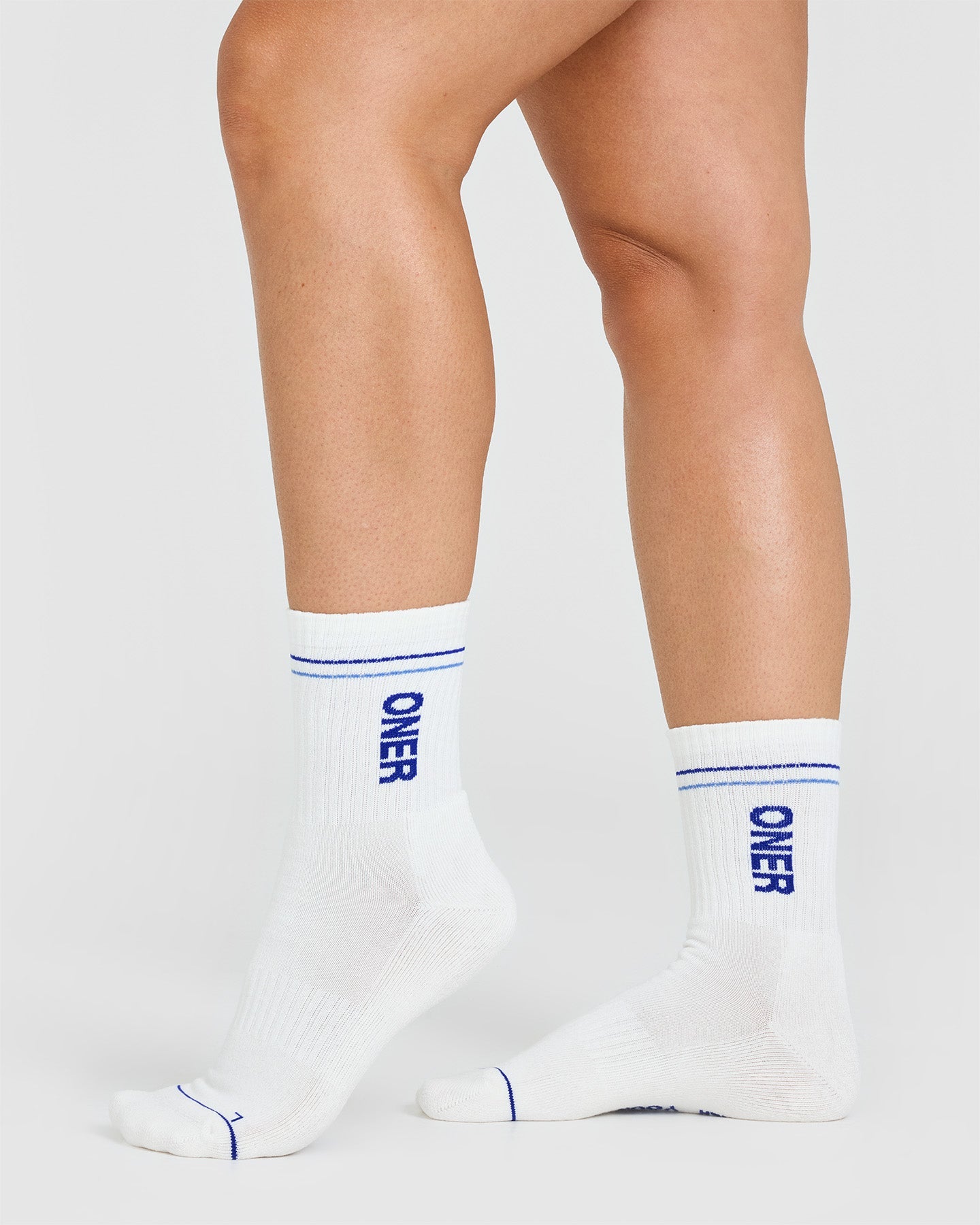 Oner Crew Socks 3 Pack - Soft Cotton Athletic Socks for Men & Women | Off White/Multi Color | Comfortable for Running, Gym & Everyday Wear
