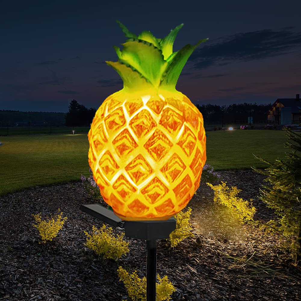 Solar Powered Pineapple Garden Stakes Lights - Waterproof Outdoor Pathway & Lawn Decor for Yard, Patio, Landscape Lighting (2 Pack) - Perfect for Backyard Parties, Walkway Illumination & Garden Accents