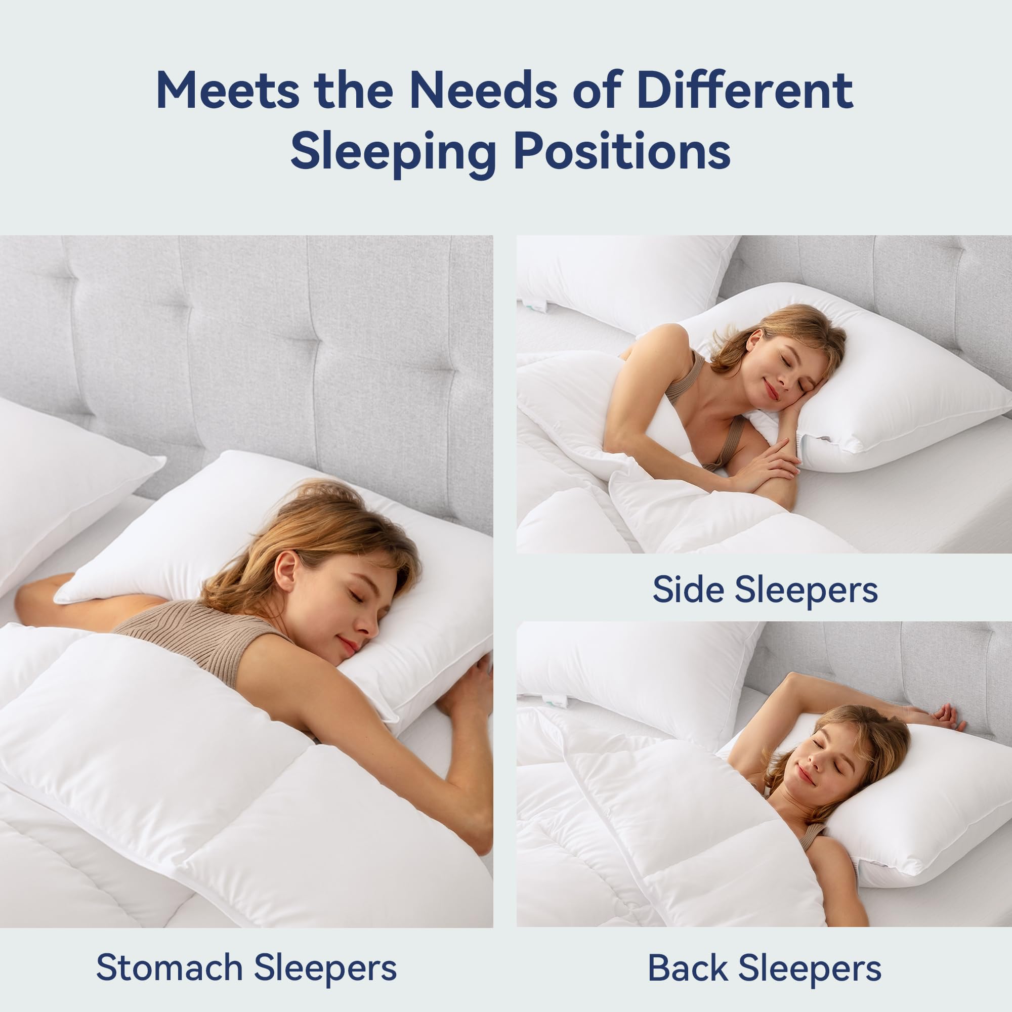Luxury Goose Feather Down Pillows Queen Size Set of 2 - Ultra Soft Hotel Quality Bed Pillows for Side, Back & Stomach Sleepers - 20x30 Inches White Down Alternative Pillows - Perfect for Bedroom, Guest Room & Airbnb