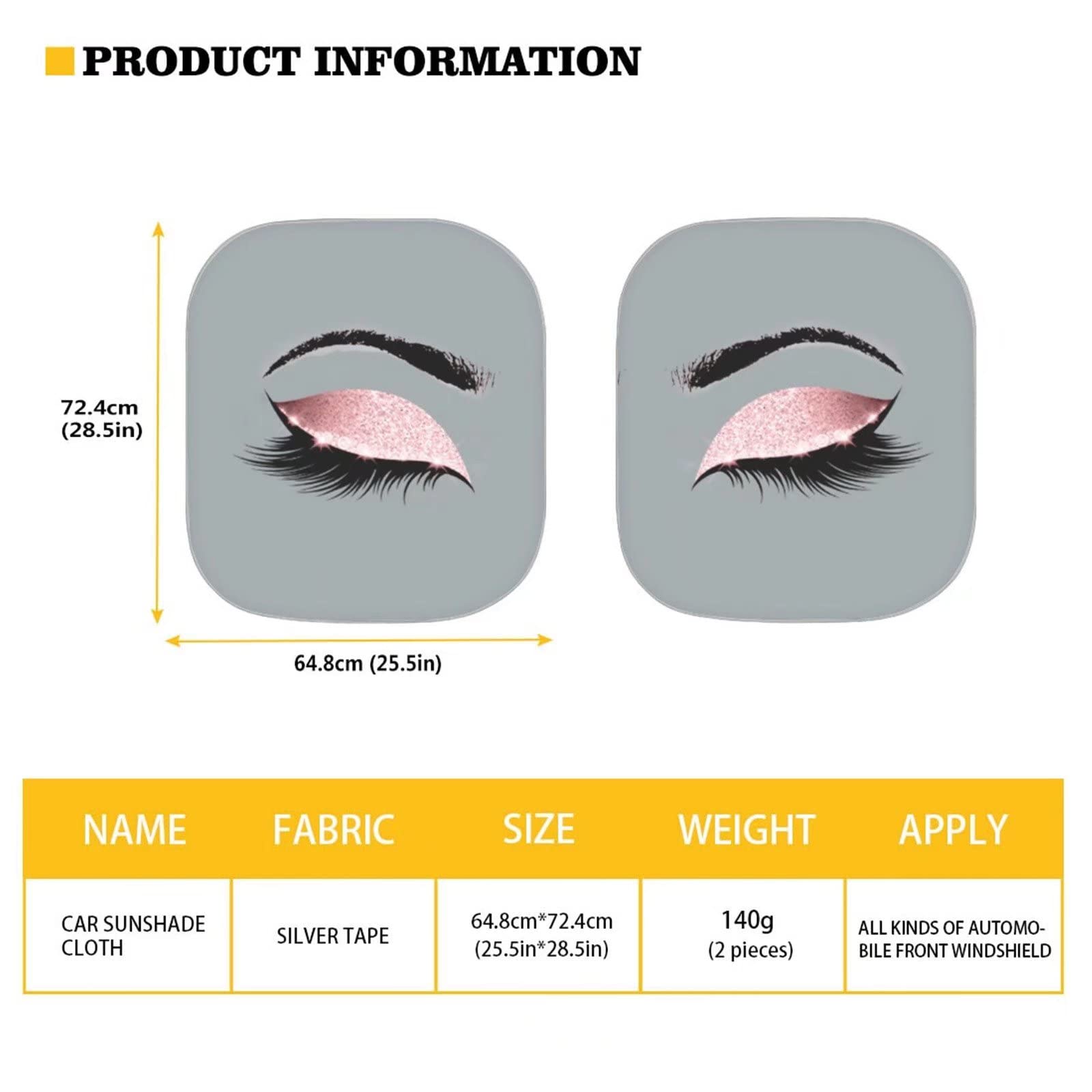Grey Eyes Design Car Windshield Sun Shade for Women - 2-Piece Foldable Funny Car Window Cover & Sun Visor - UV Protection Auto Interior Accessories - Perfect for Summer Driving, Road Trips & Parking