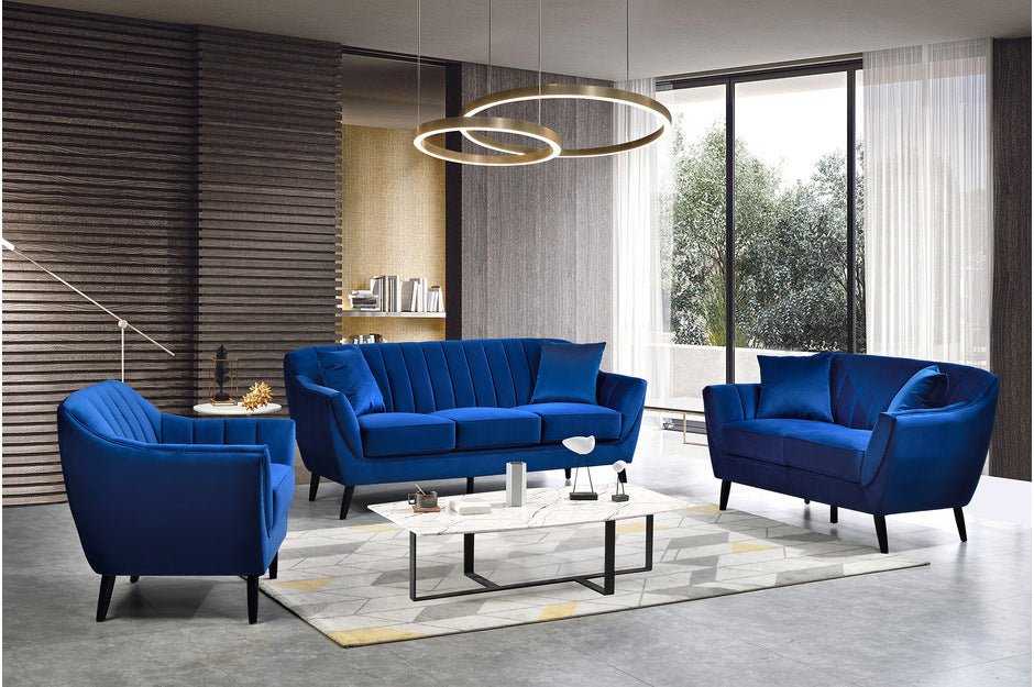 Blue Odette Collection Seating - Modern & Comfortable Sofa Set for Living Room, Lounge, and Office Spaces