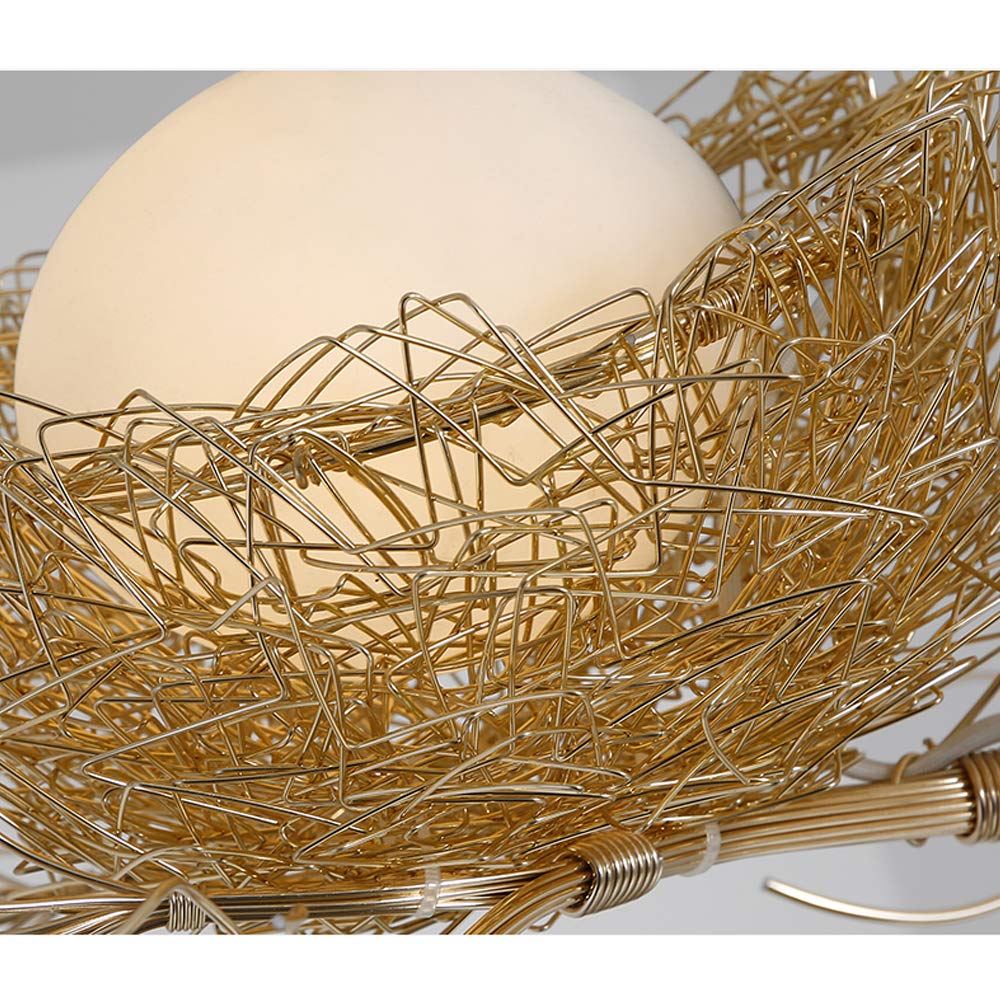 LITFAD Modern 3-Light Egg Chandelier LED Hanging Ceiling Light Fixture with Milk Glass & Metal Nest - Perfect for Living Room, Bedroom, Restaurant, Cafe Lighting Decor | Elegant Dining Room Pendant & Cozy Bedroom Ambience