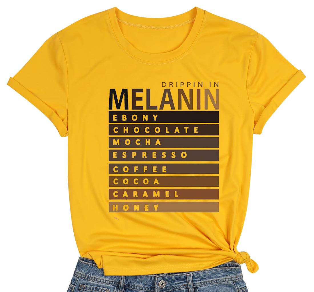 Afro Queen Graphic Tee - Drippin in Melanin Funny Letter Print T-Shirt for Women | Black Pride Short Sleeve Top | Casual Wear, African American Apparel, Black History Month Outfit