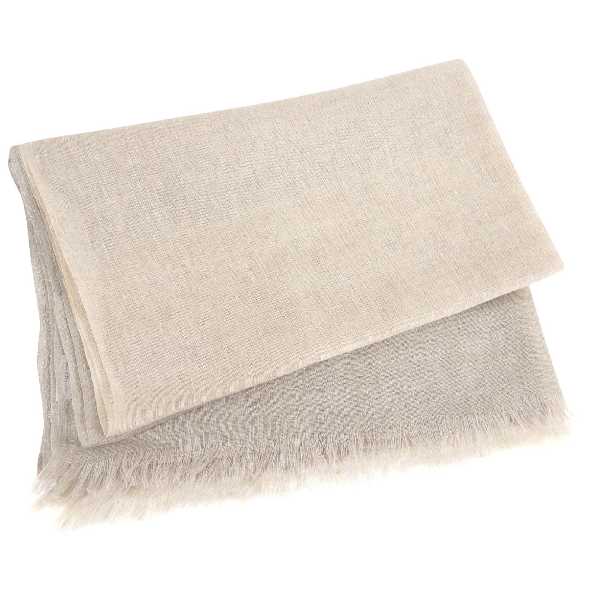 Brunello Cucinelli Natural Linen Shimmer Shawl Scarf - Lightweight Woven Wrap for Women, Elegant Evening Wear & Boho Chic Accessory